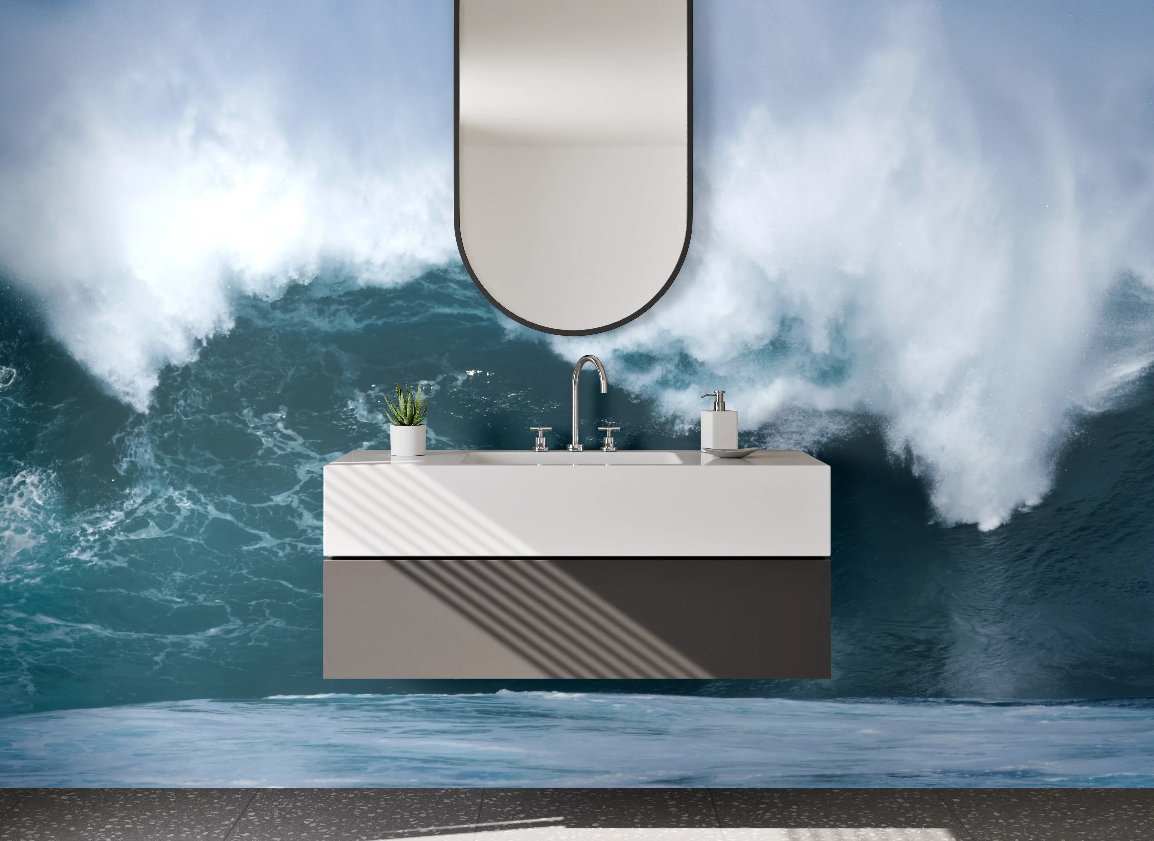 Waschbecken-Rückwand - Elegante Grautöne für deine Badezimmer-Wand