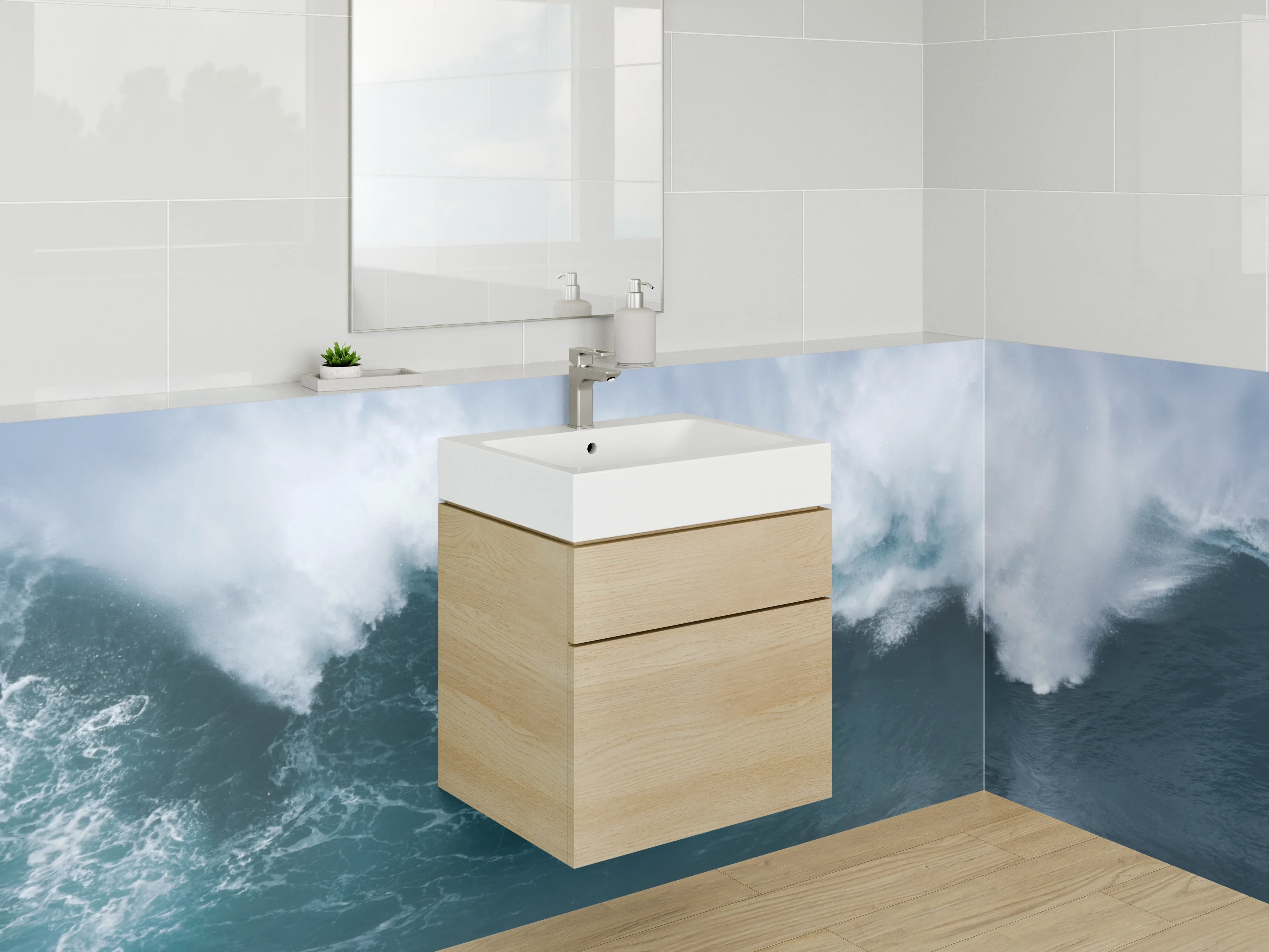 Waschbecken-Rückwand - Elegante Grautöne für deine Badezimmer-Wand