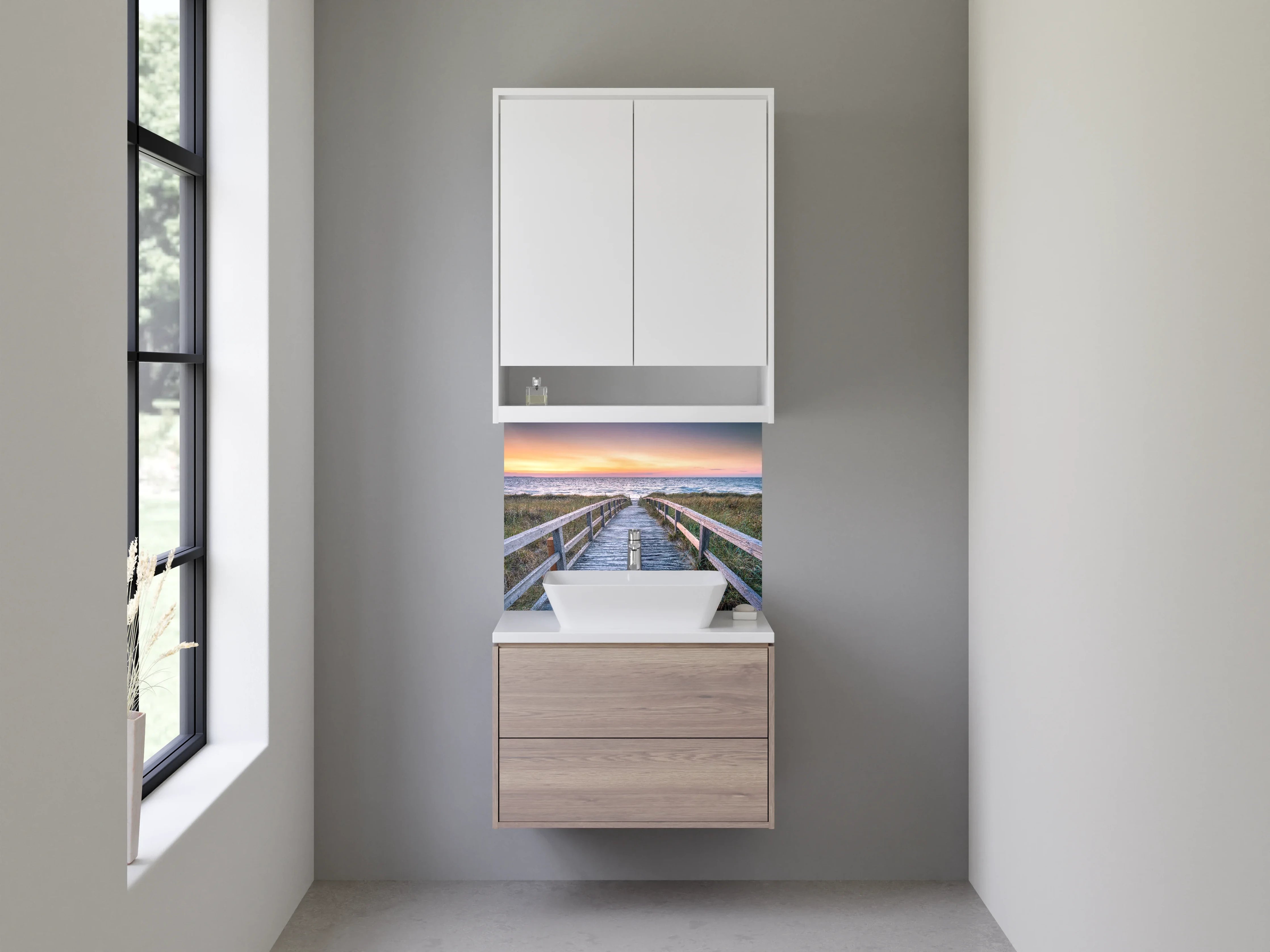 Waschbecken-Rückwand - Elegante Grautöne für moderne Bad-Rückwände