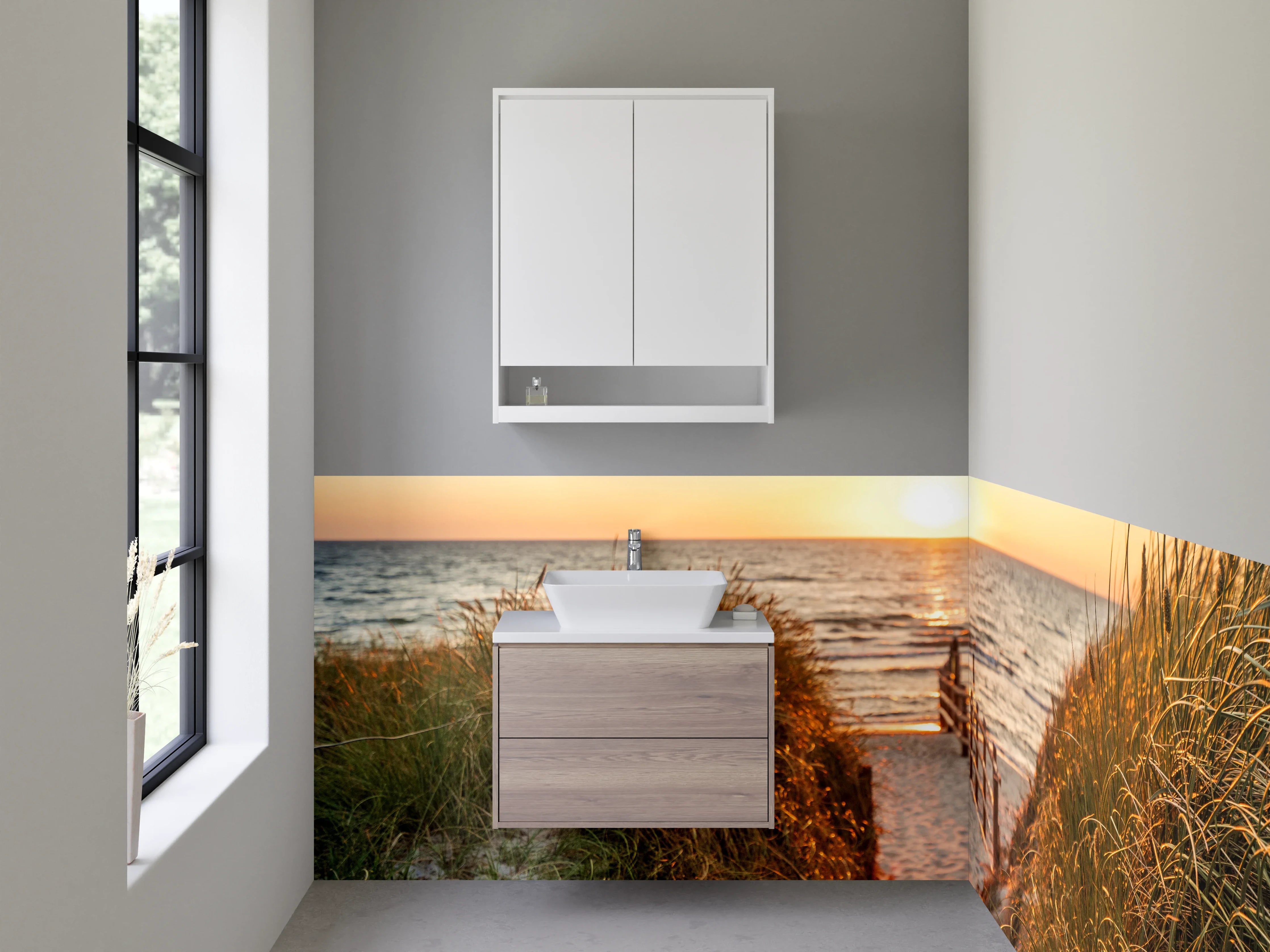 Waschbecken-Rückwand - Elegante Grautöne für moderne Waschrückwände