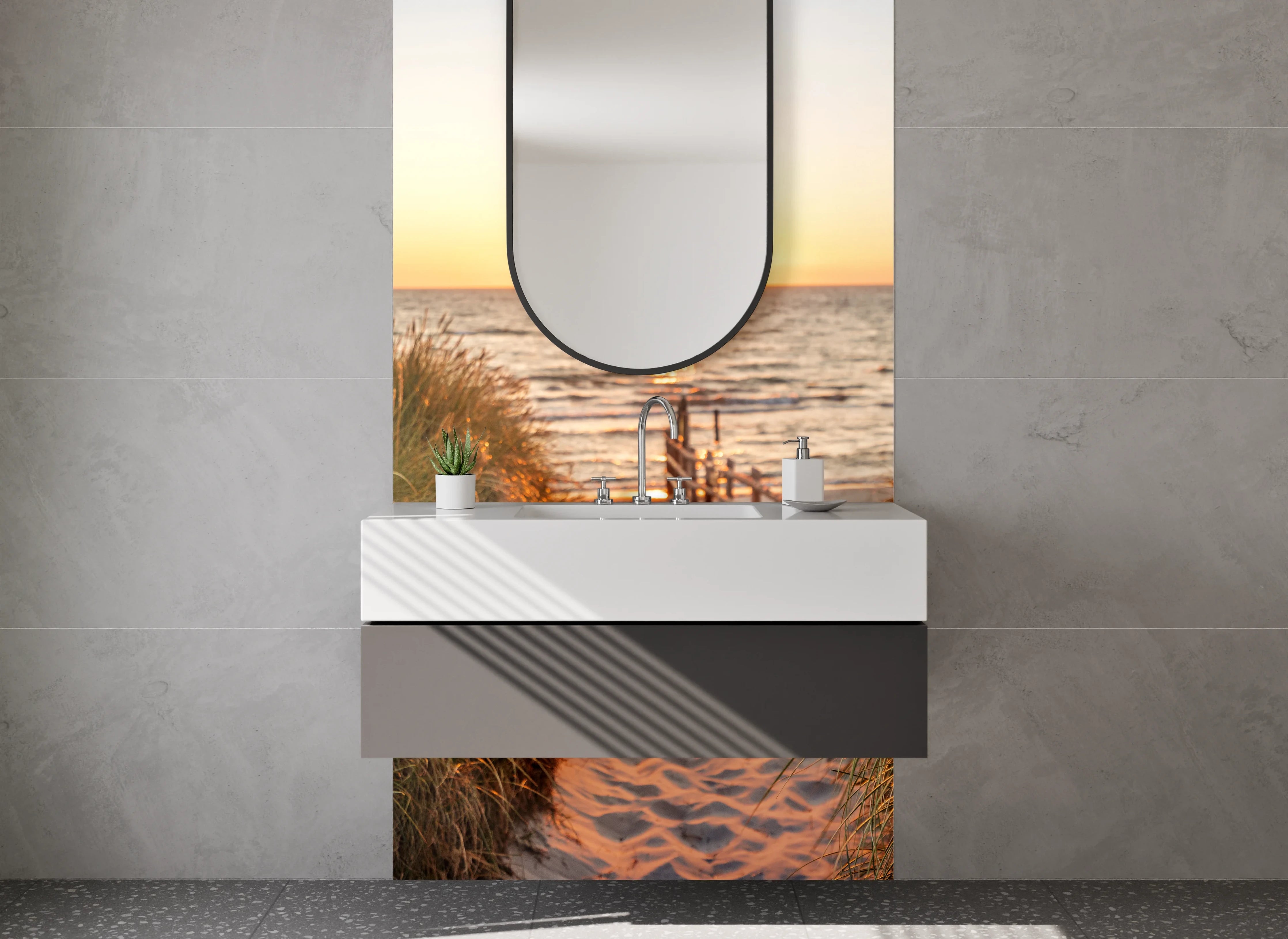 Waschbecken-Rückwand - Elegante Grautöne für moderne Waschrückwände