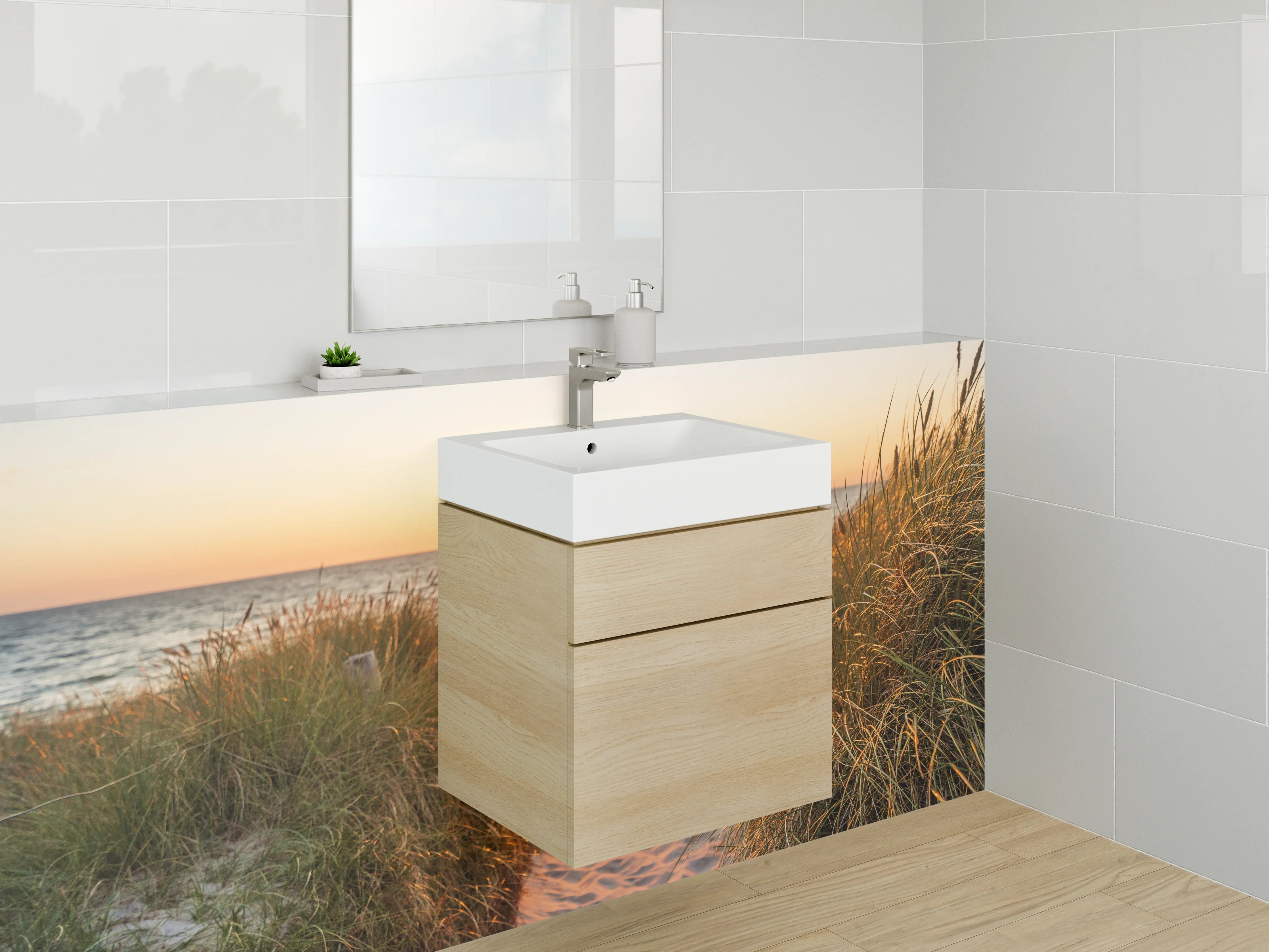 Waschbecken-Rückwand - Elegante Grautöne für moderne Waschrückwände