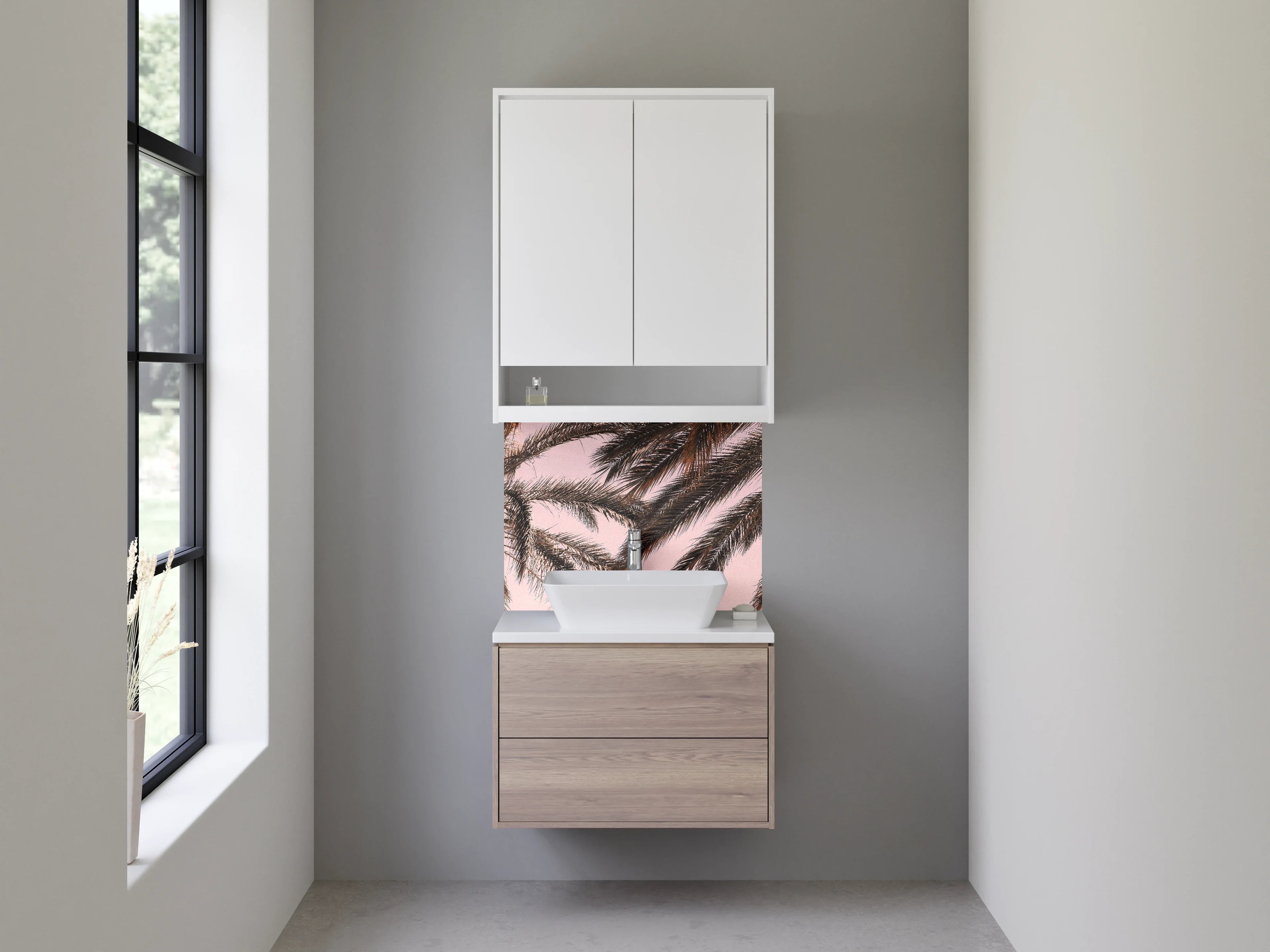Waschbecken-Rückwand - Elegante Grautöne für modernes Baddesign