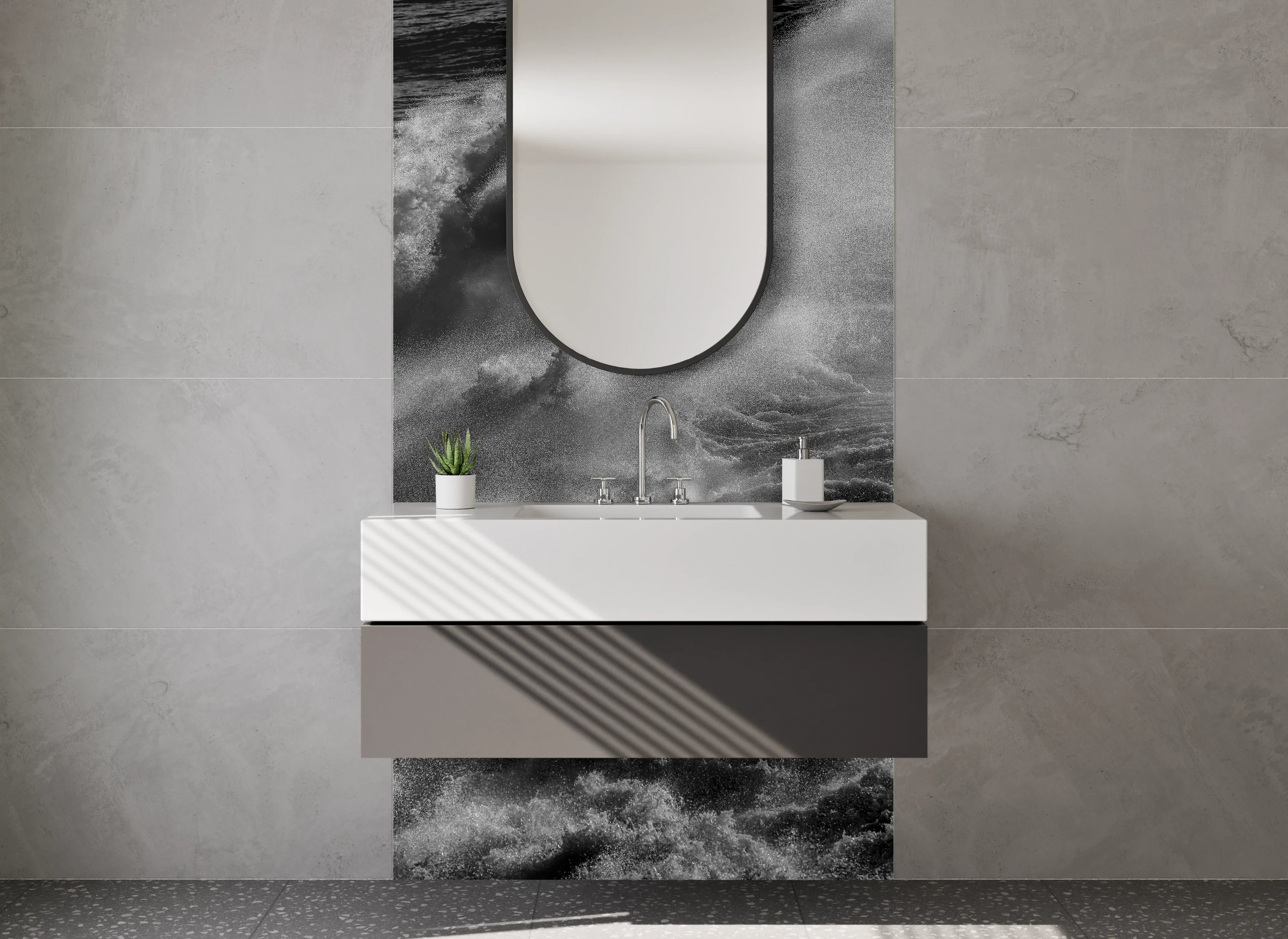 Waschbecken-Rückwand - Elegante Grauton-Backwände für dein Bad