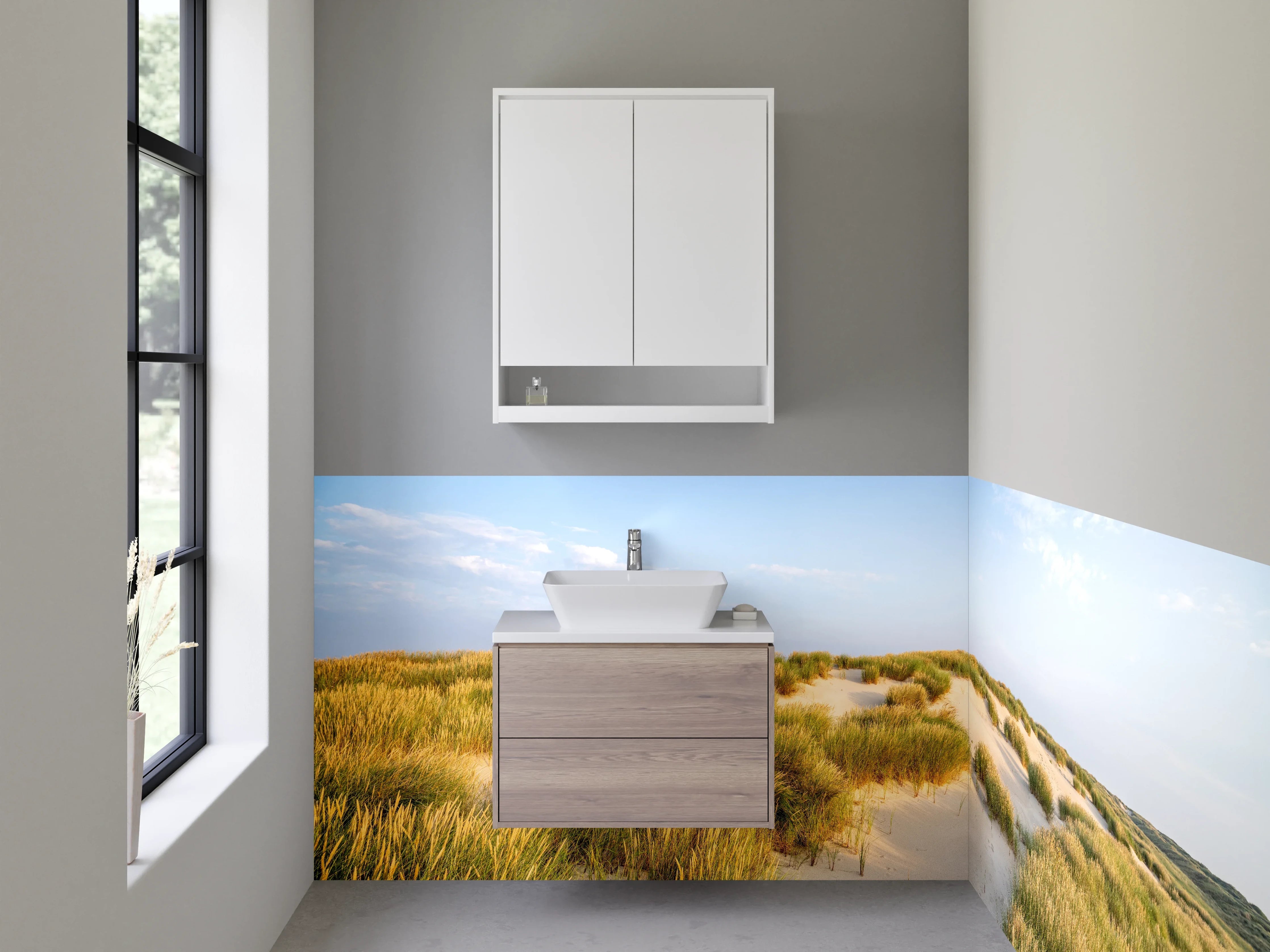 Waschbecken-Rückwand - Elegante Grauton-Wände für dein Bad