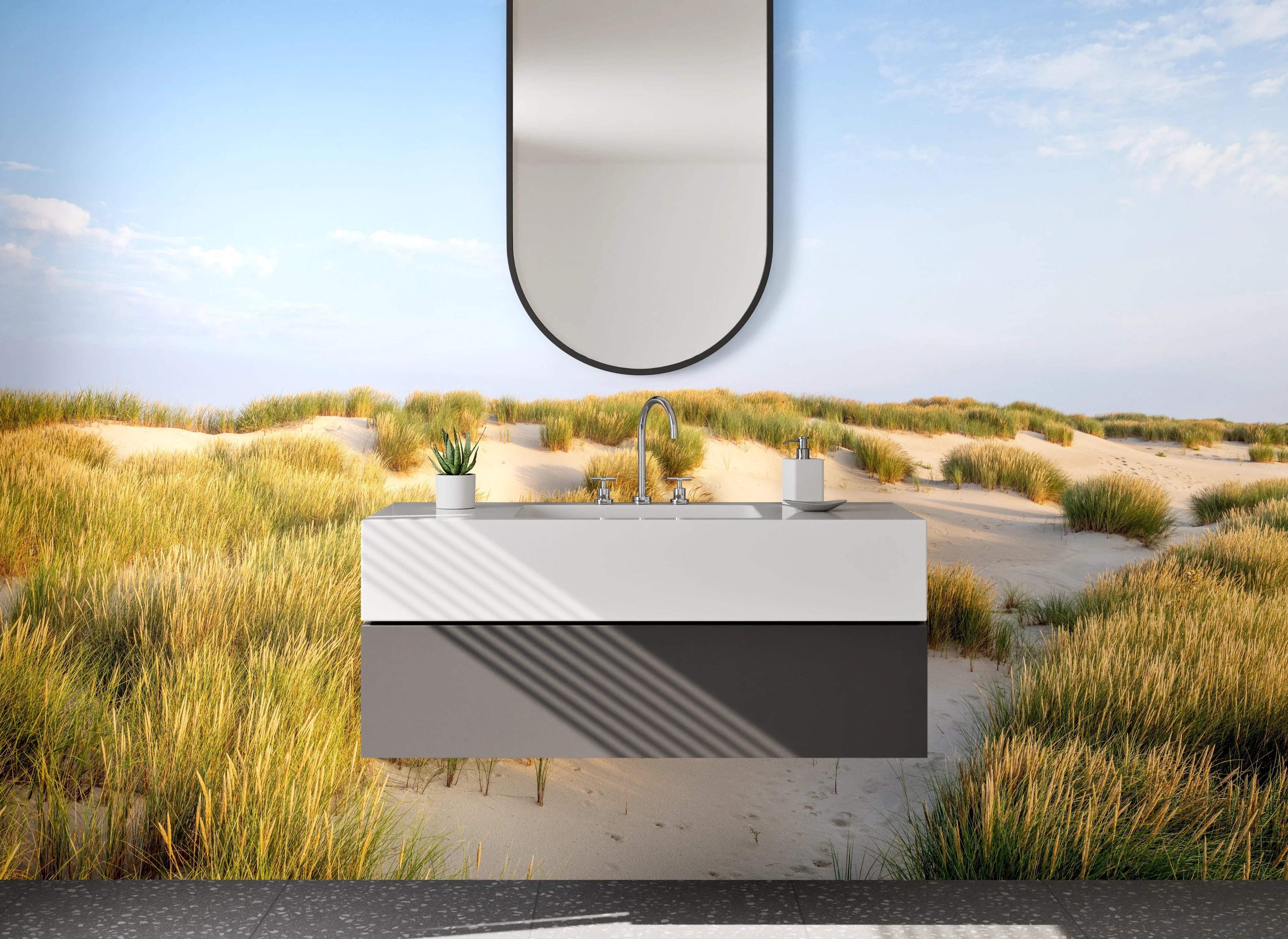 Waschbecken-Rückwand - Elegante Grauton-Wände für dein Bad