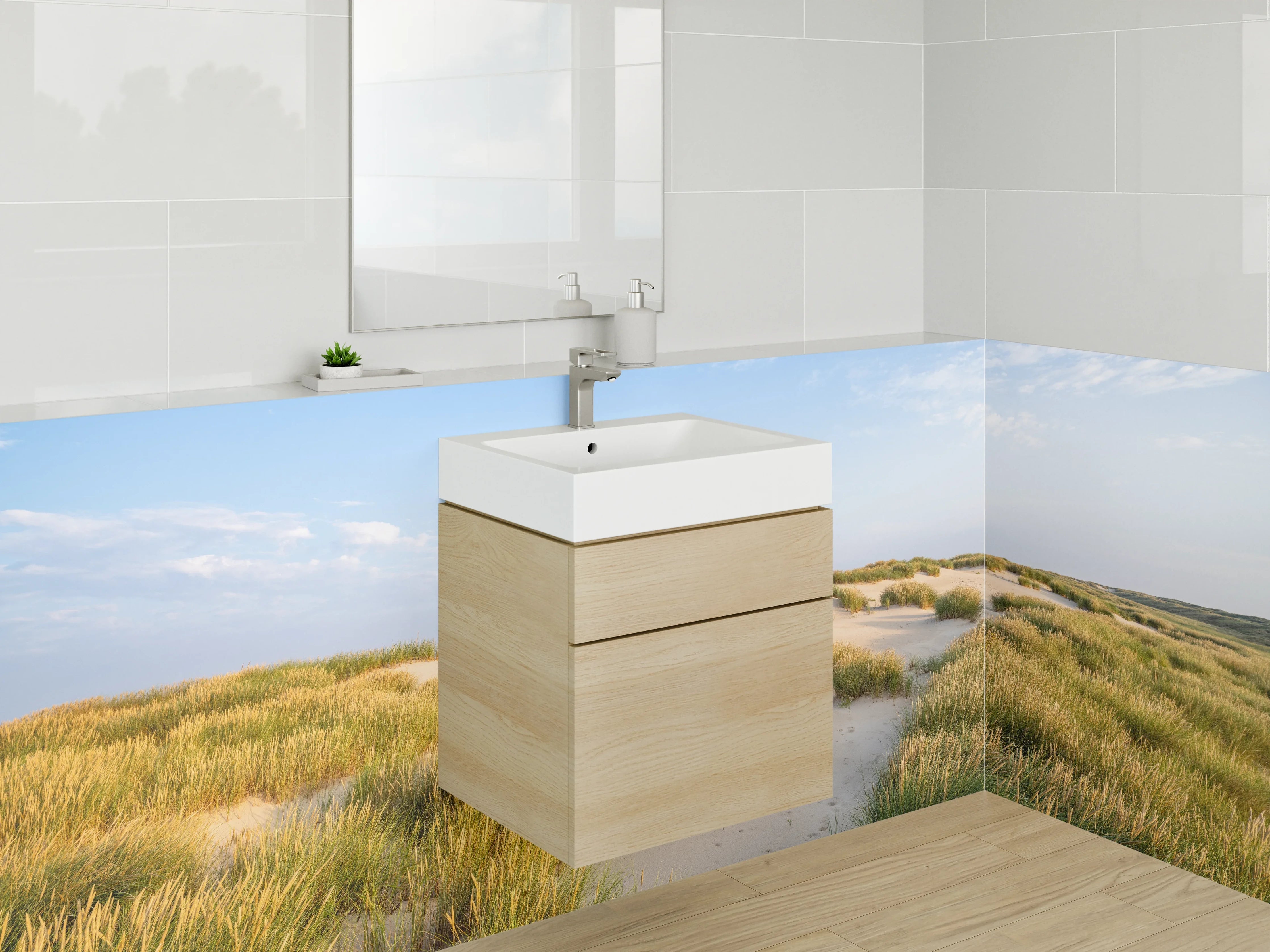 Waschbecken-Rückwand - Elegante Grauton-Wände für dein Bad