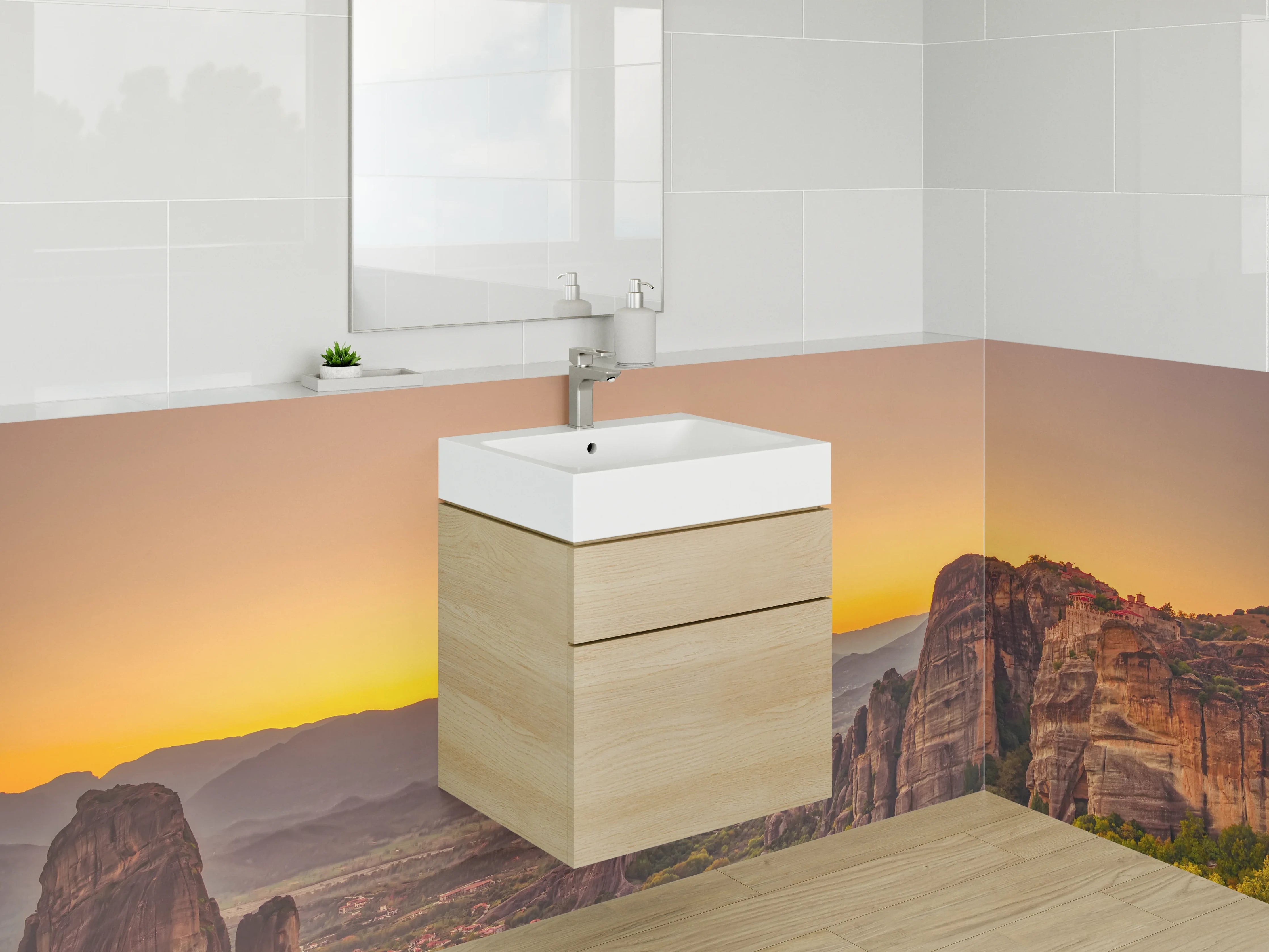 Waschbecken-Rückwand - Elegante Grauton-Wand für dein Bad