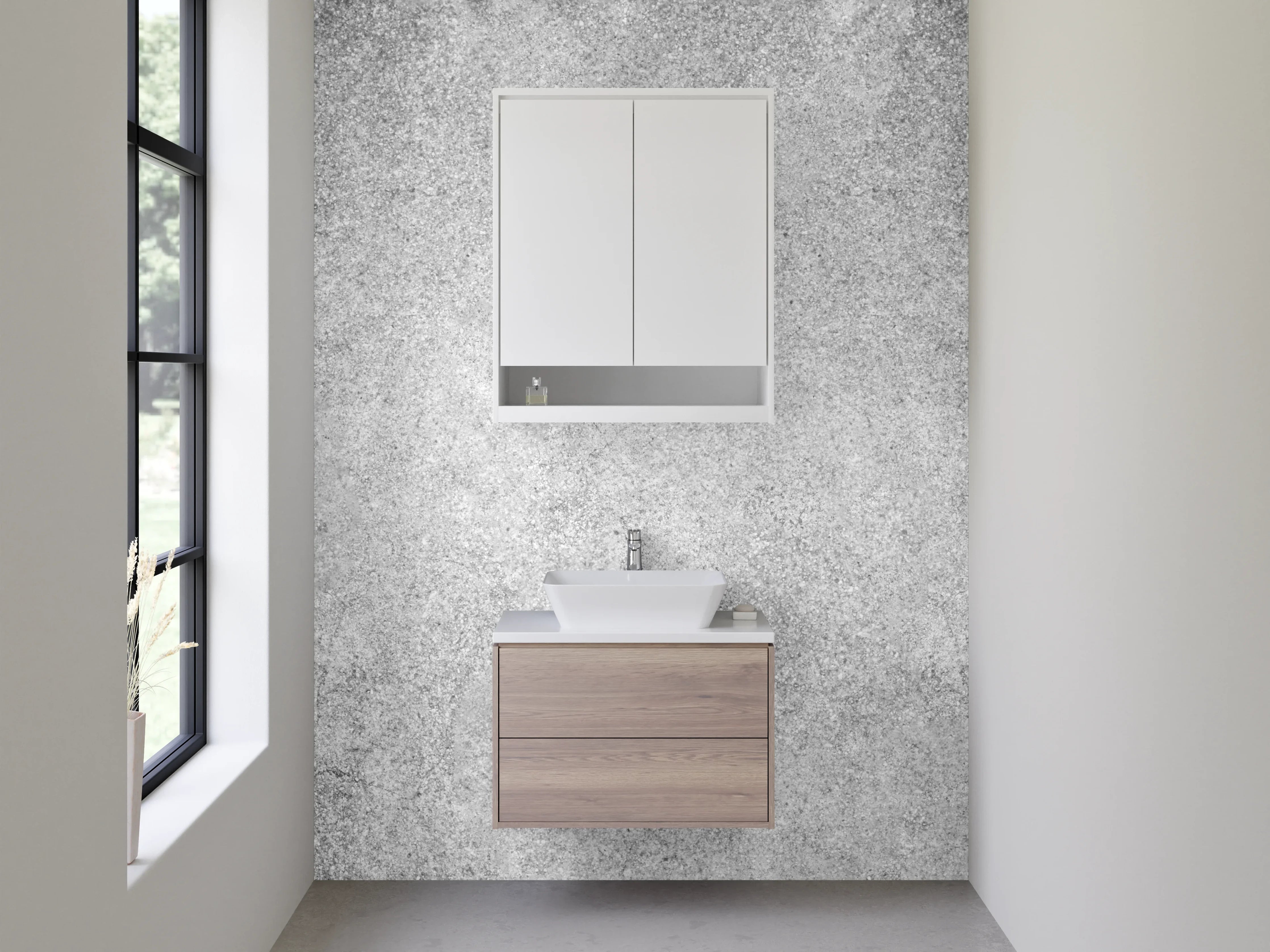 Waschbecken-Rückwand - Elegante Grauweiß-Marmor-Ästhetik