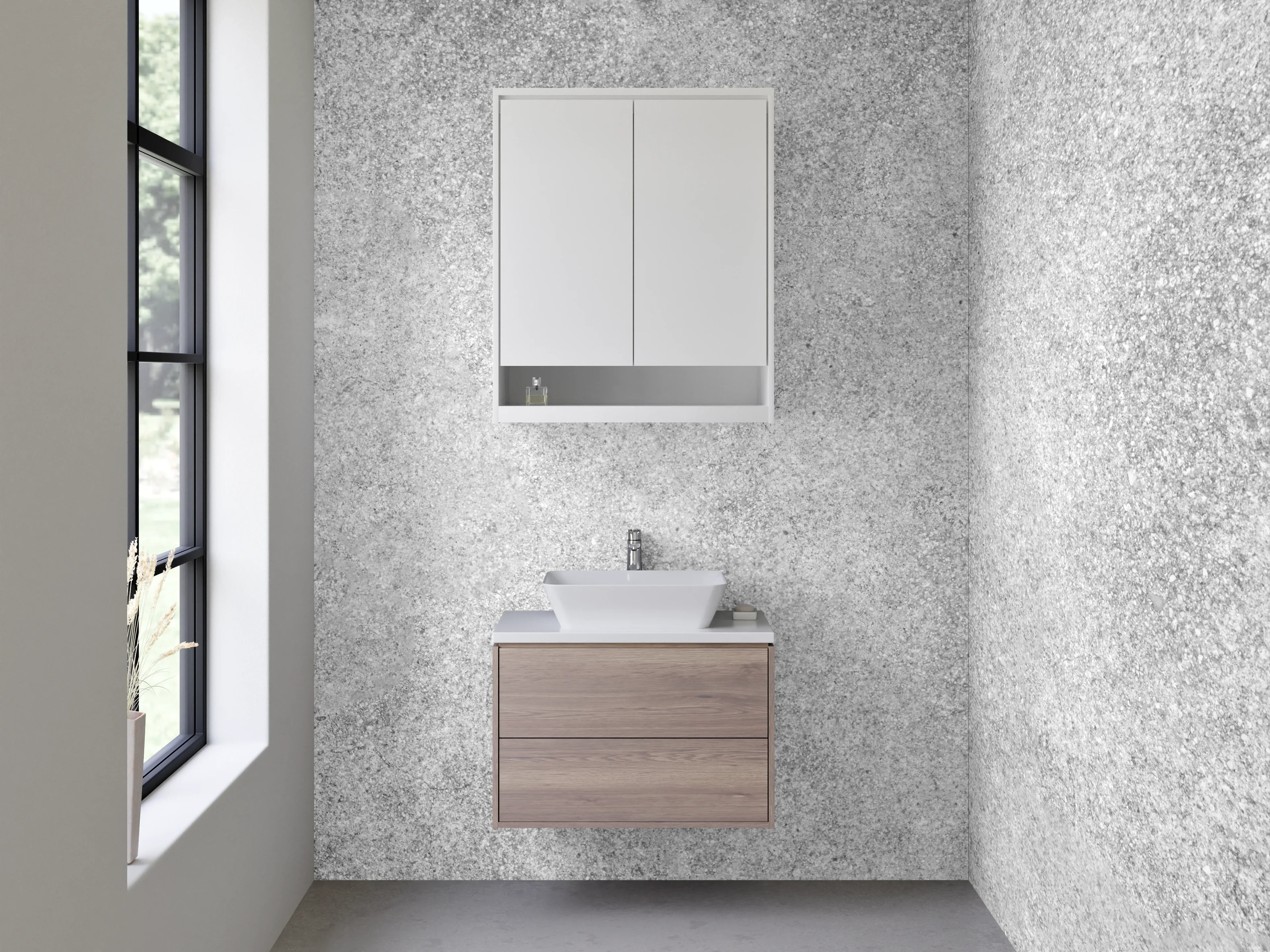 Waschbecken-Rückwand - Elegante Grauweiß-Marmor-Ästhetik