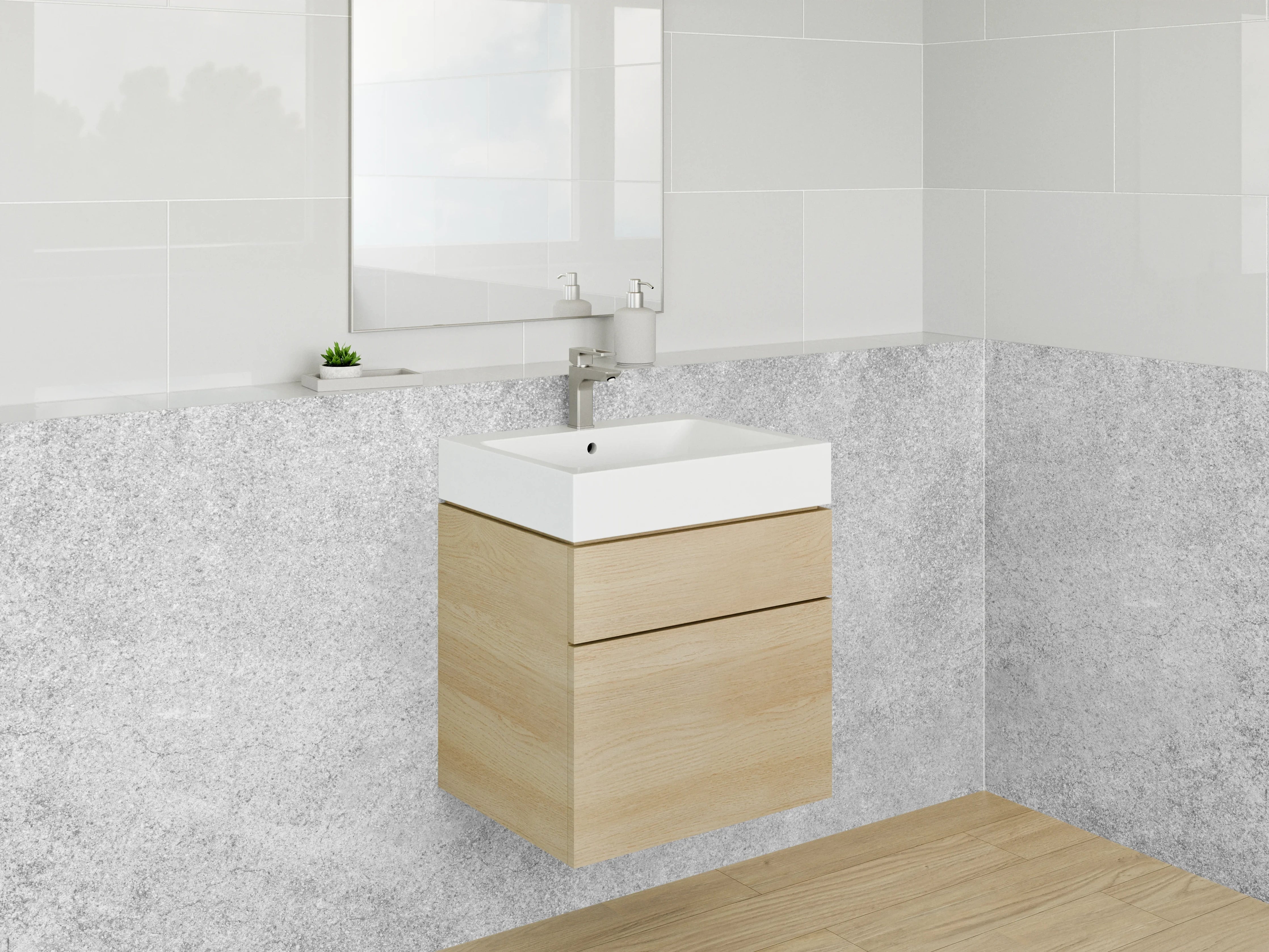 Waschbecken-Rückwand - Elegante Grauweiß-Marmor-Ästhetik