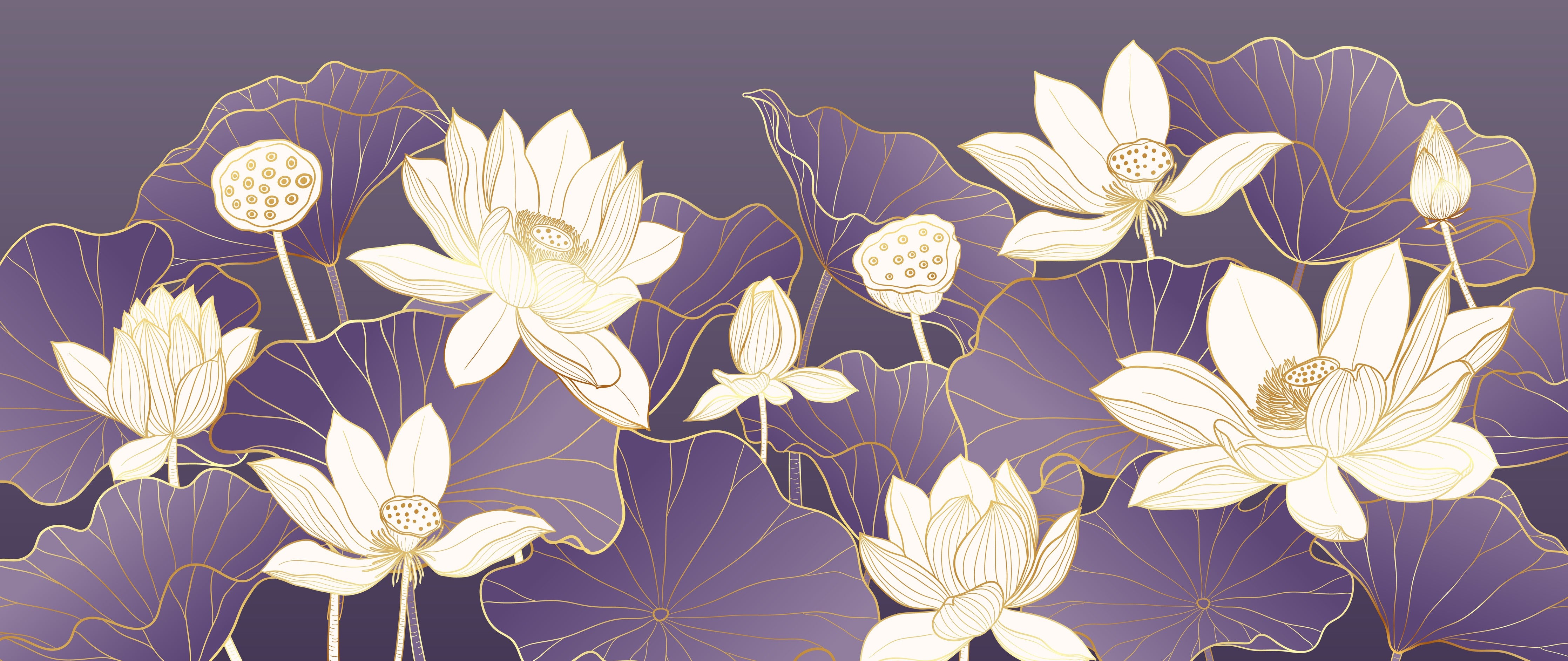 Waschbecken-Rückwand-Elegante Lotusblüten Kunst Lila Gold