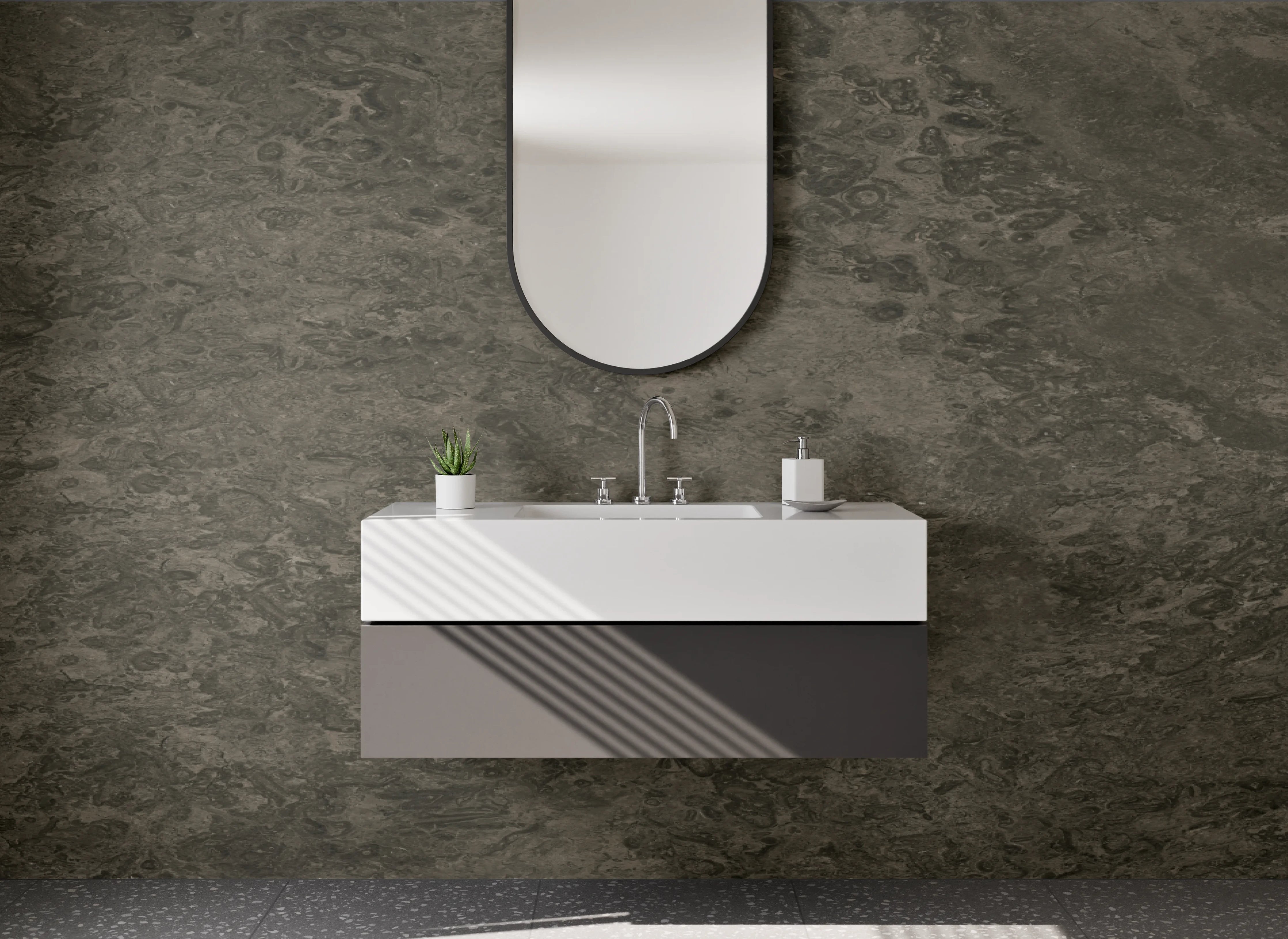 Waschbecken-Rückwand - Elegante Schieferoptik Anthrazit Grau