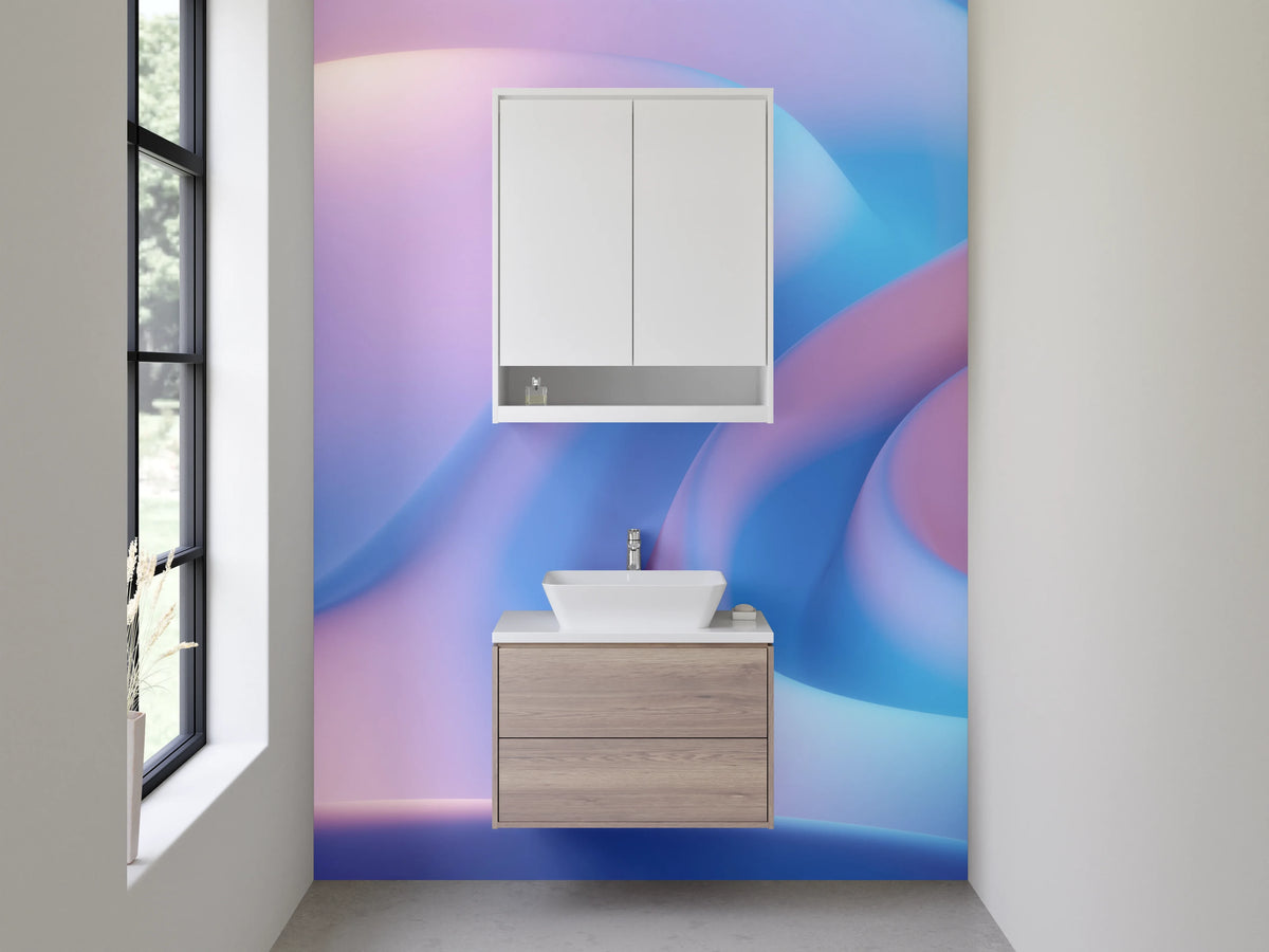 Waschbecken-Rückwand - Elegante abstrakte Wellen in Pastell