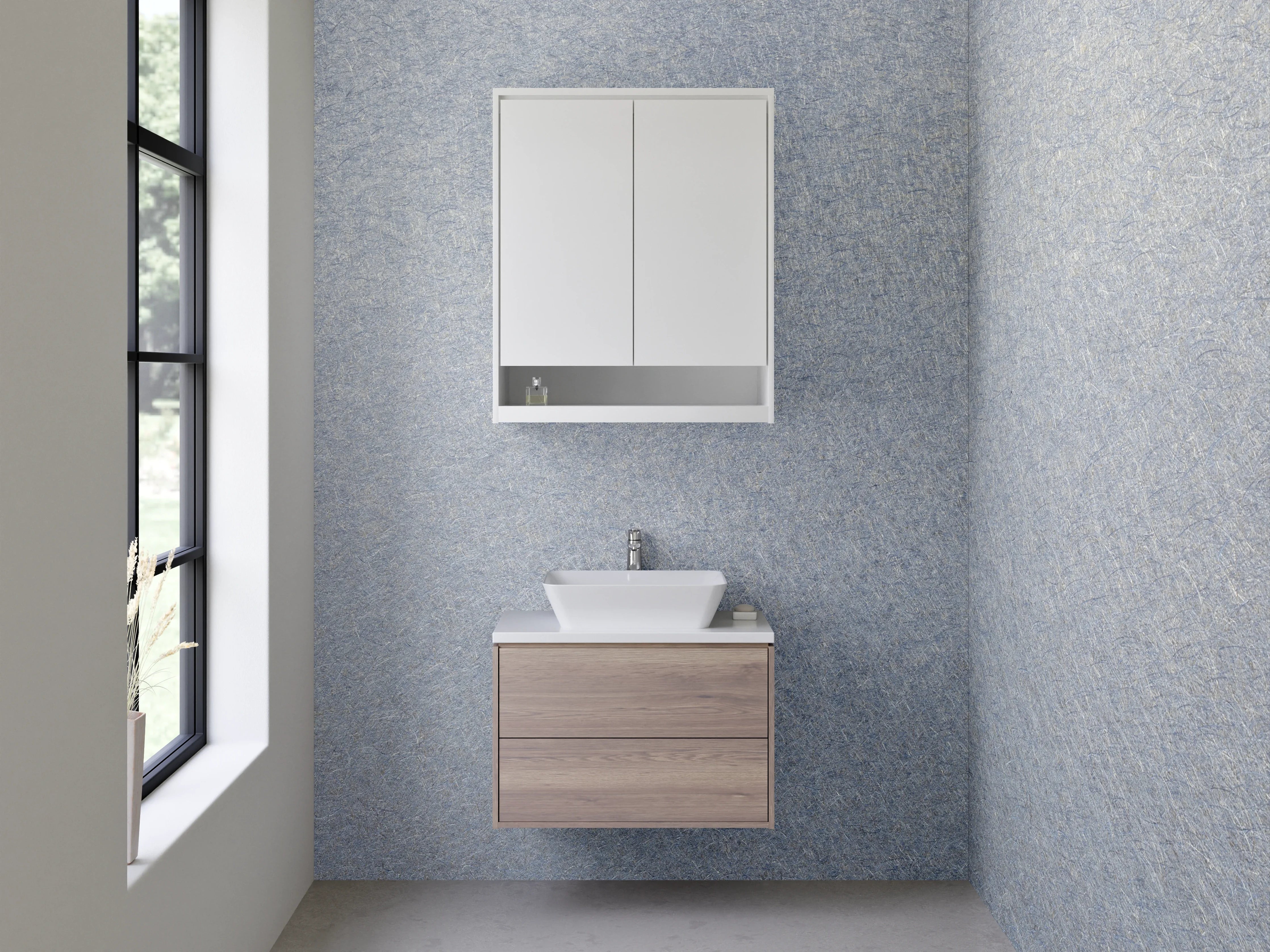 Waschbecken-Rückwand - Elegante silber-graue Struktur Oberfläche