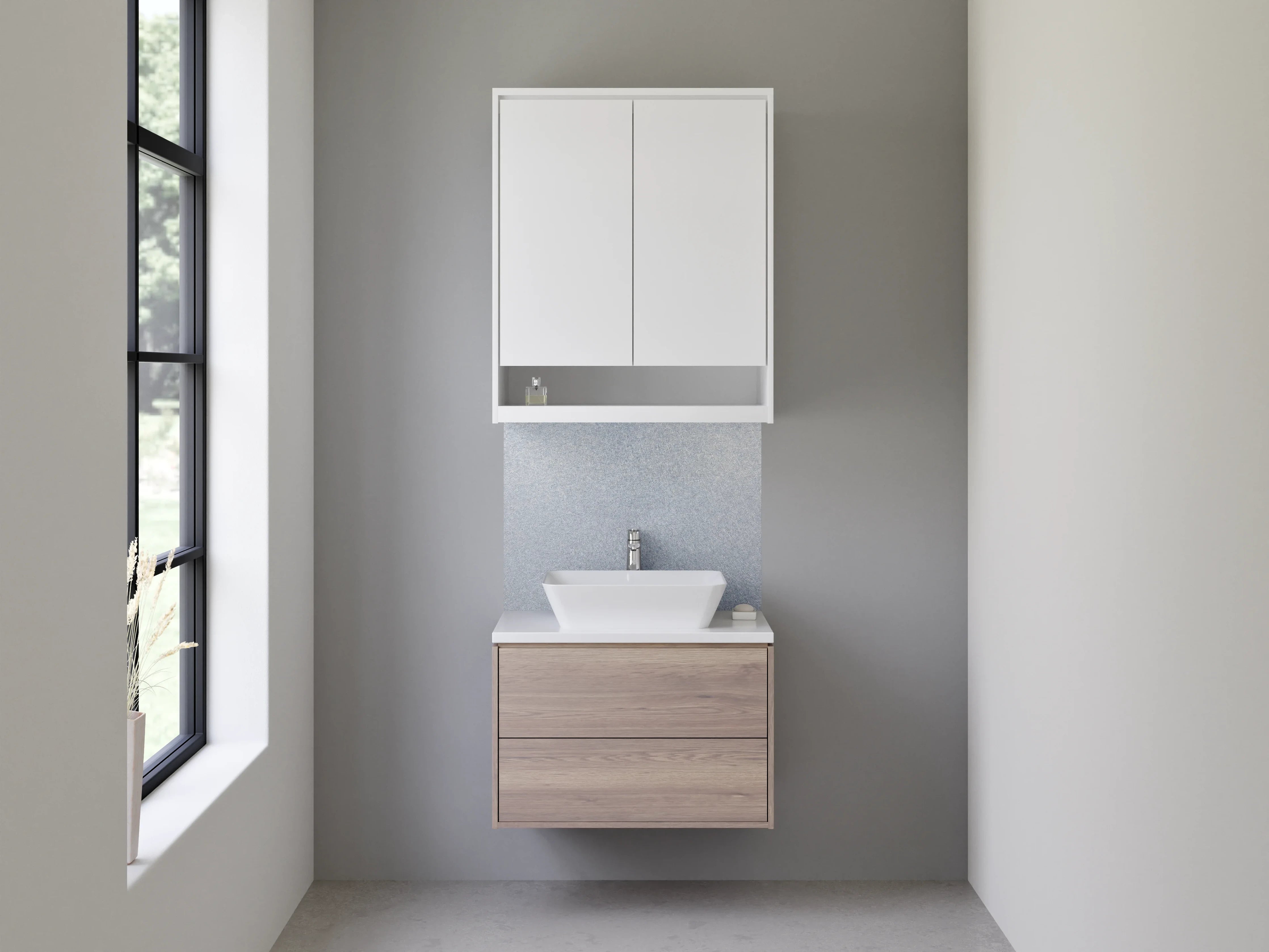 Waschbecken-Rückwand - Elegante silber-graue Struktur Oberfläche