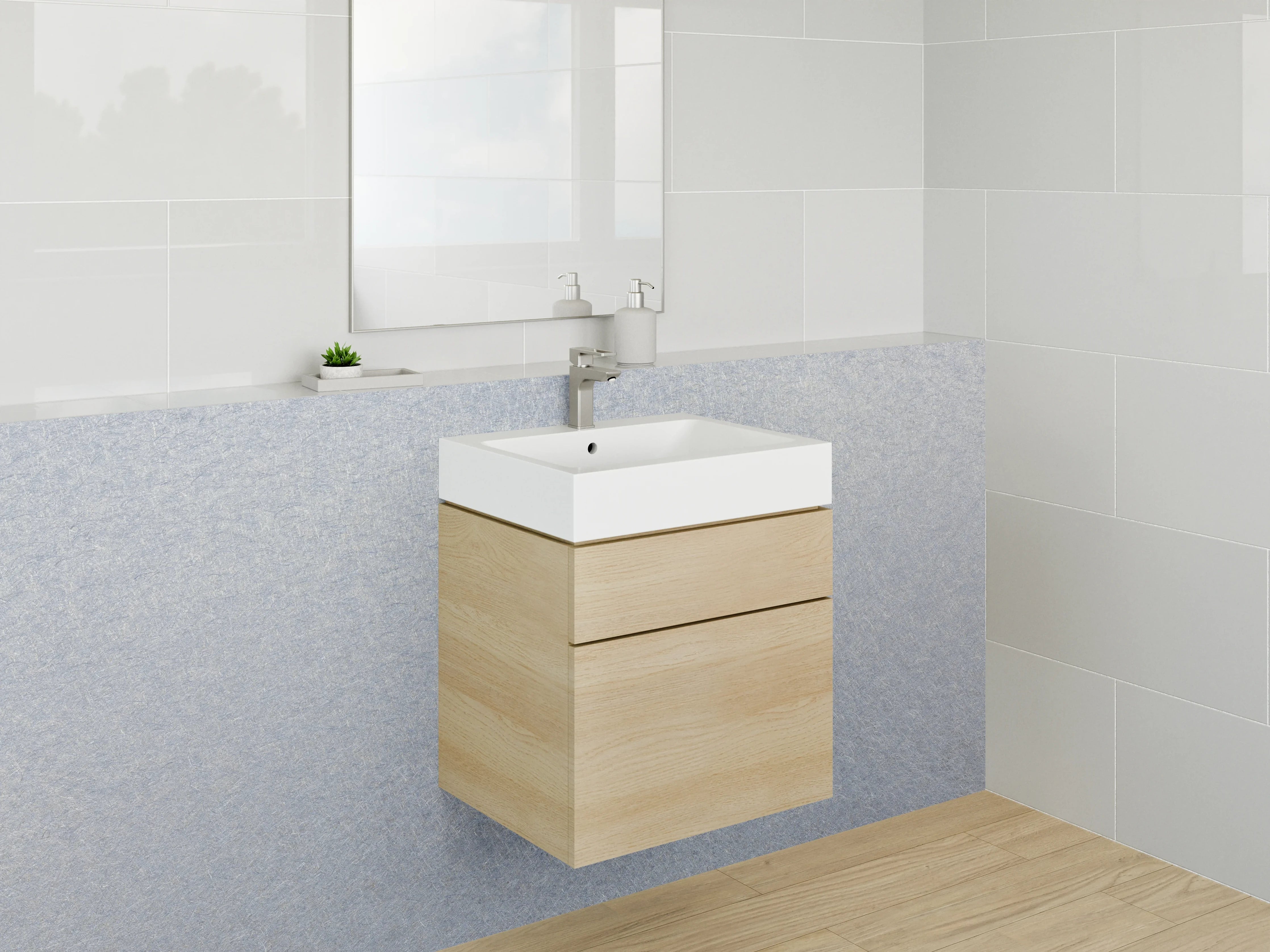 Waschbecken-Rückwand - Elegante silber-graue Struktur Oberfläche