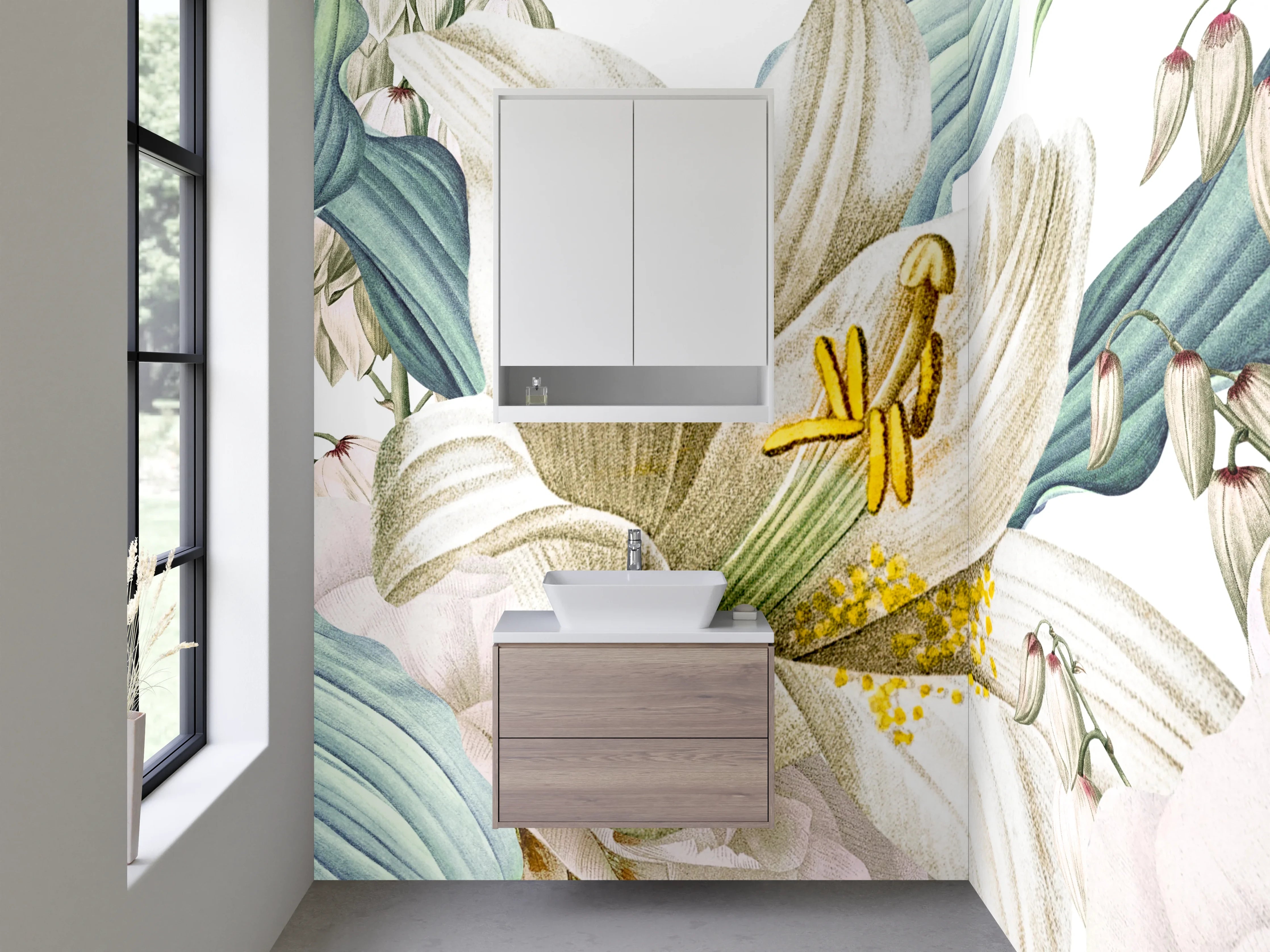 Waschbecken-Rückwand - Elegante weiße Lilien Illustration