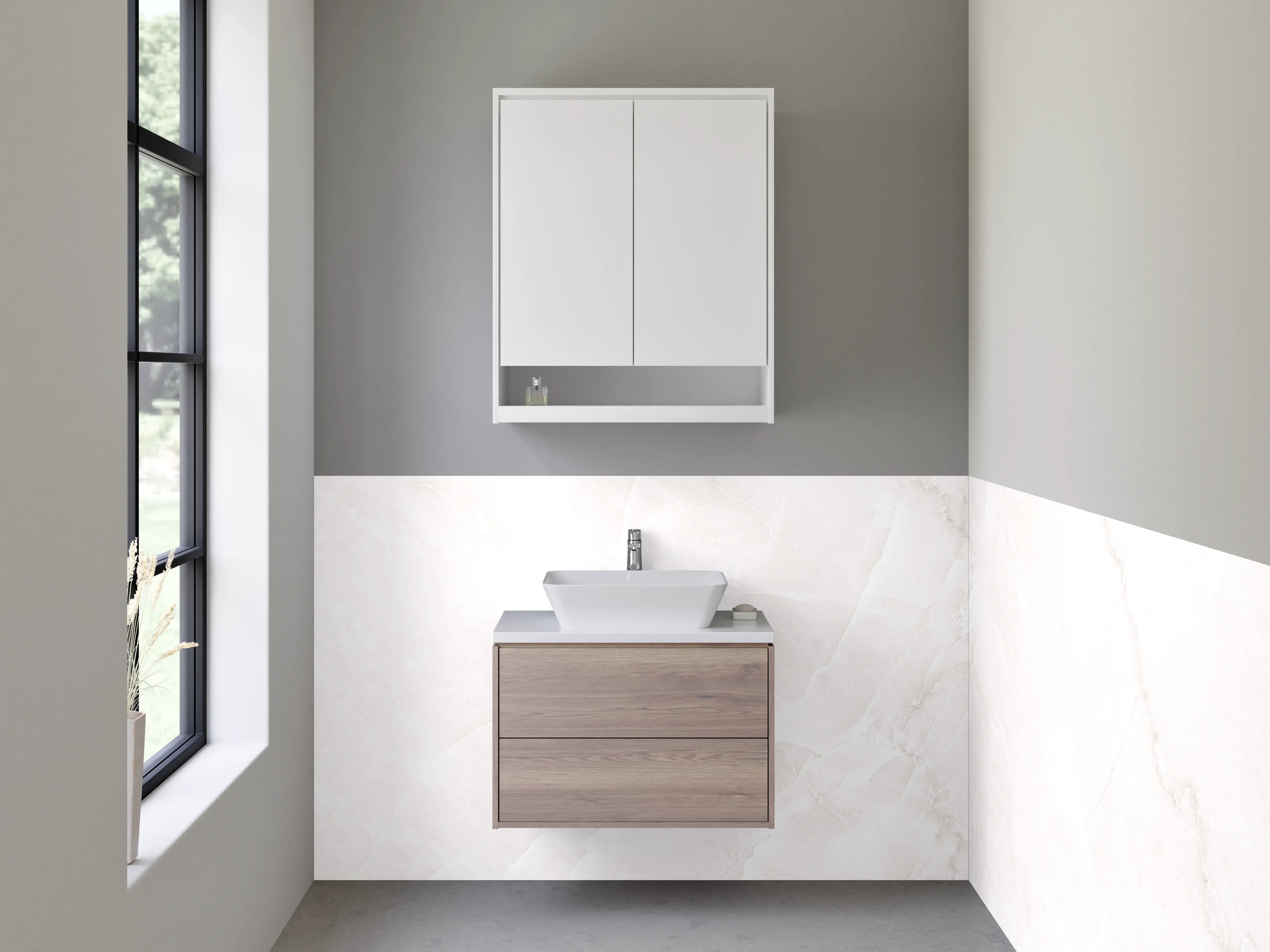 Waschbecken-Rückwand - Elegante weiße Marmor-Optik Fliese