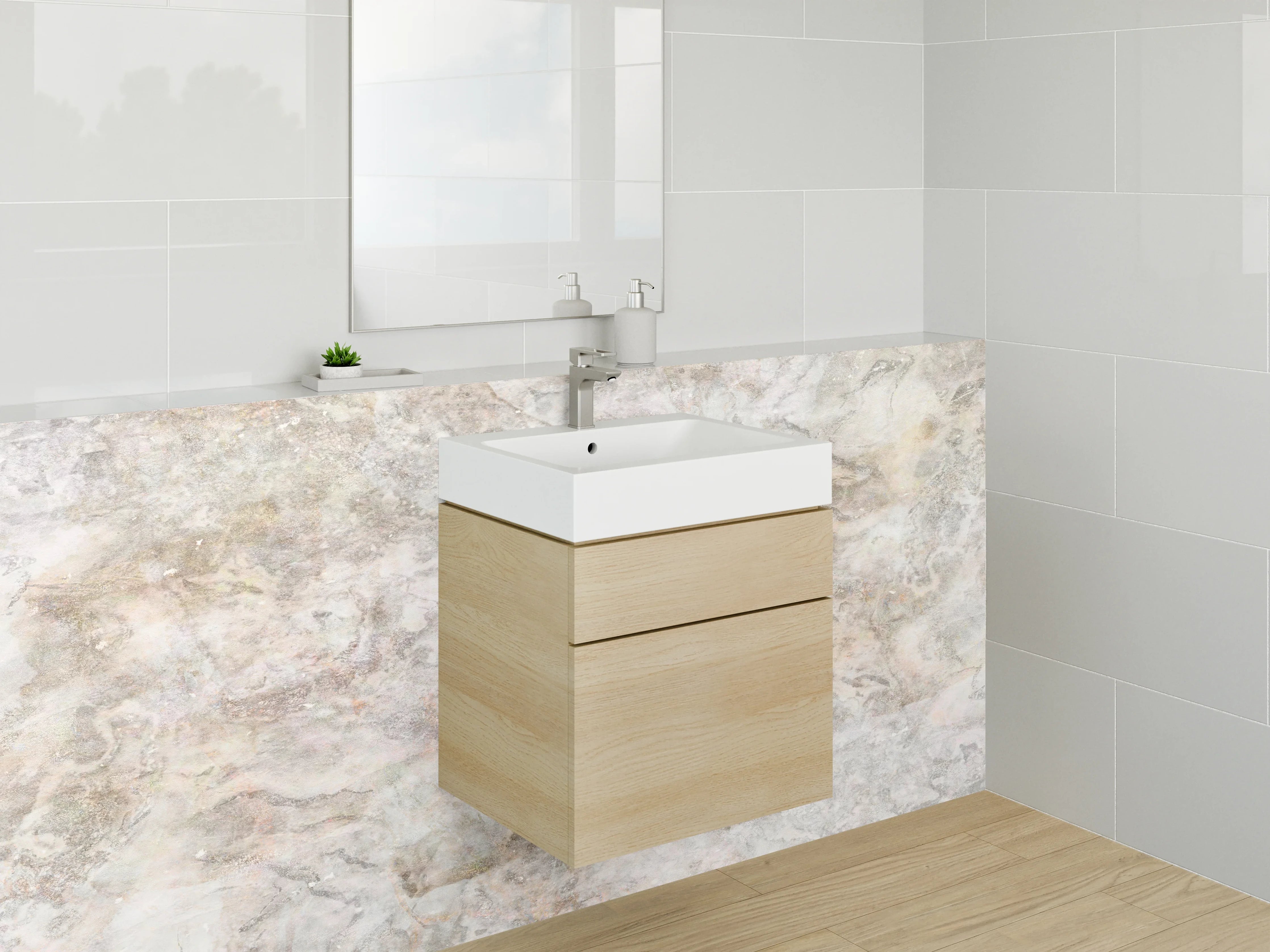 Waschbecken-Rückwand - Elegante weiße Marmoroptik für Bad