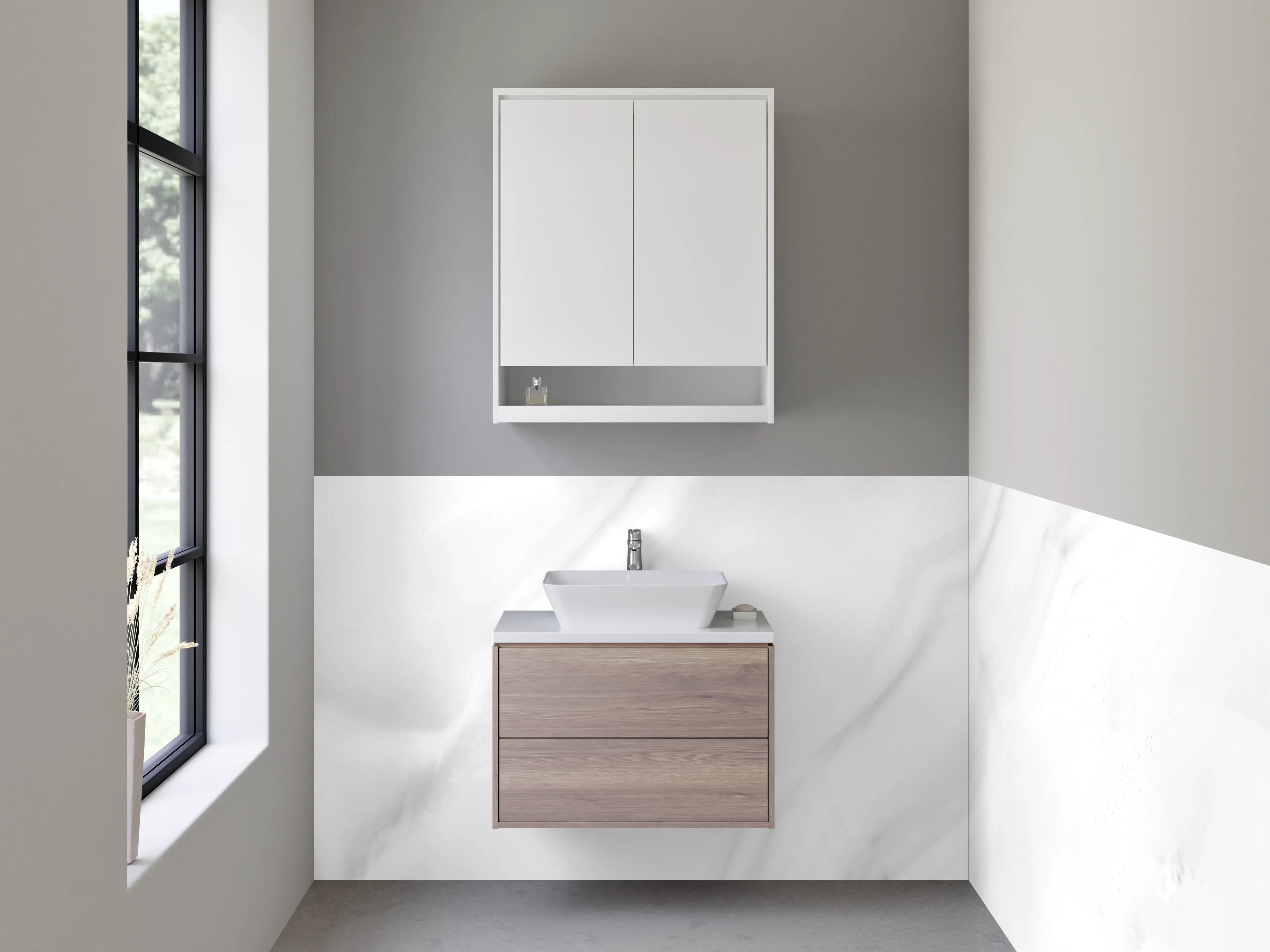 Waschbecken-Rückwand - Elegante weiße Marmoroptik für Dein Bad