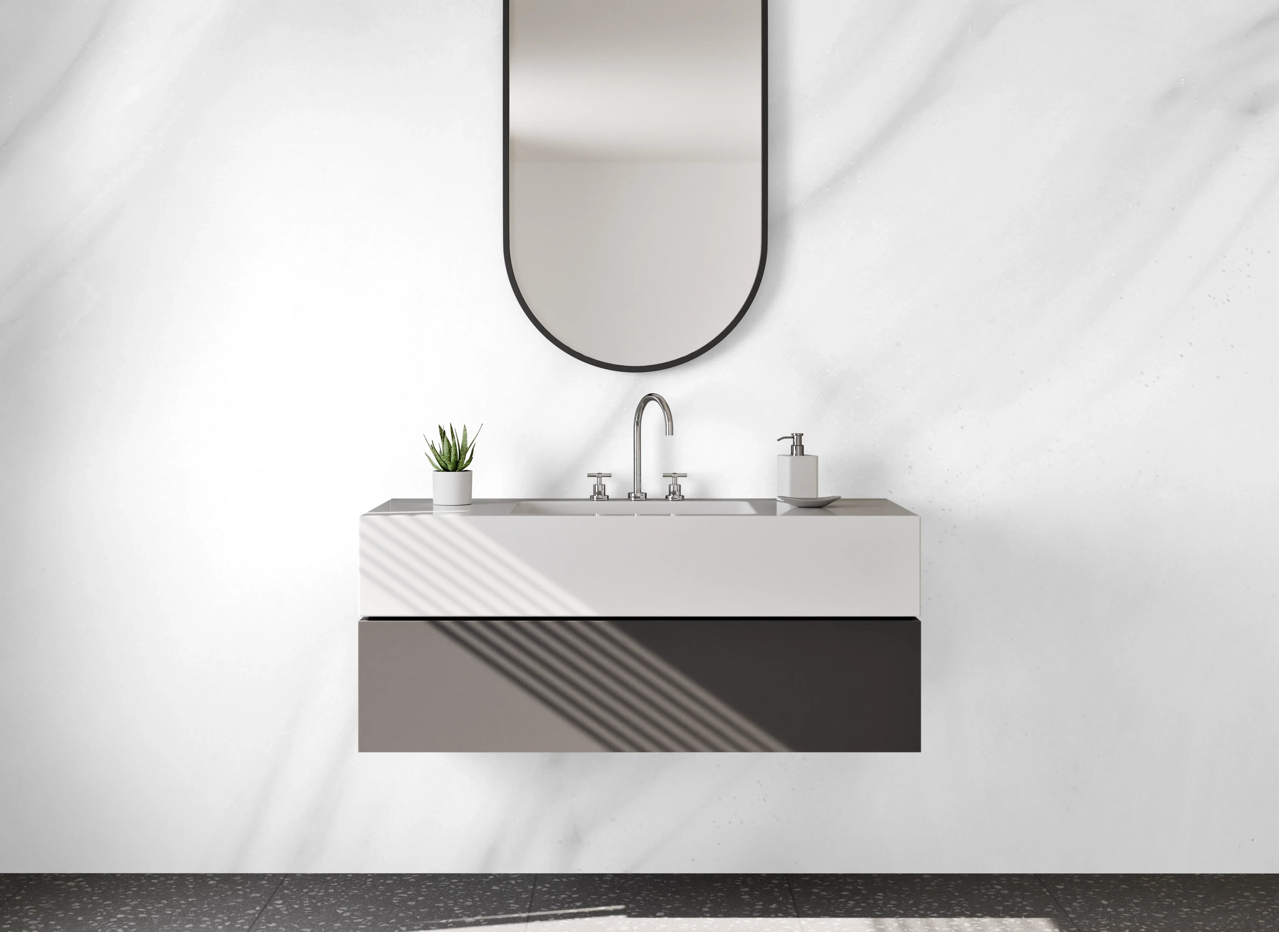 Waschbecken-Rückwand - Elegante weiße Marmoroptik für Dein Bad