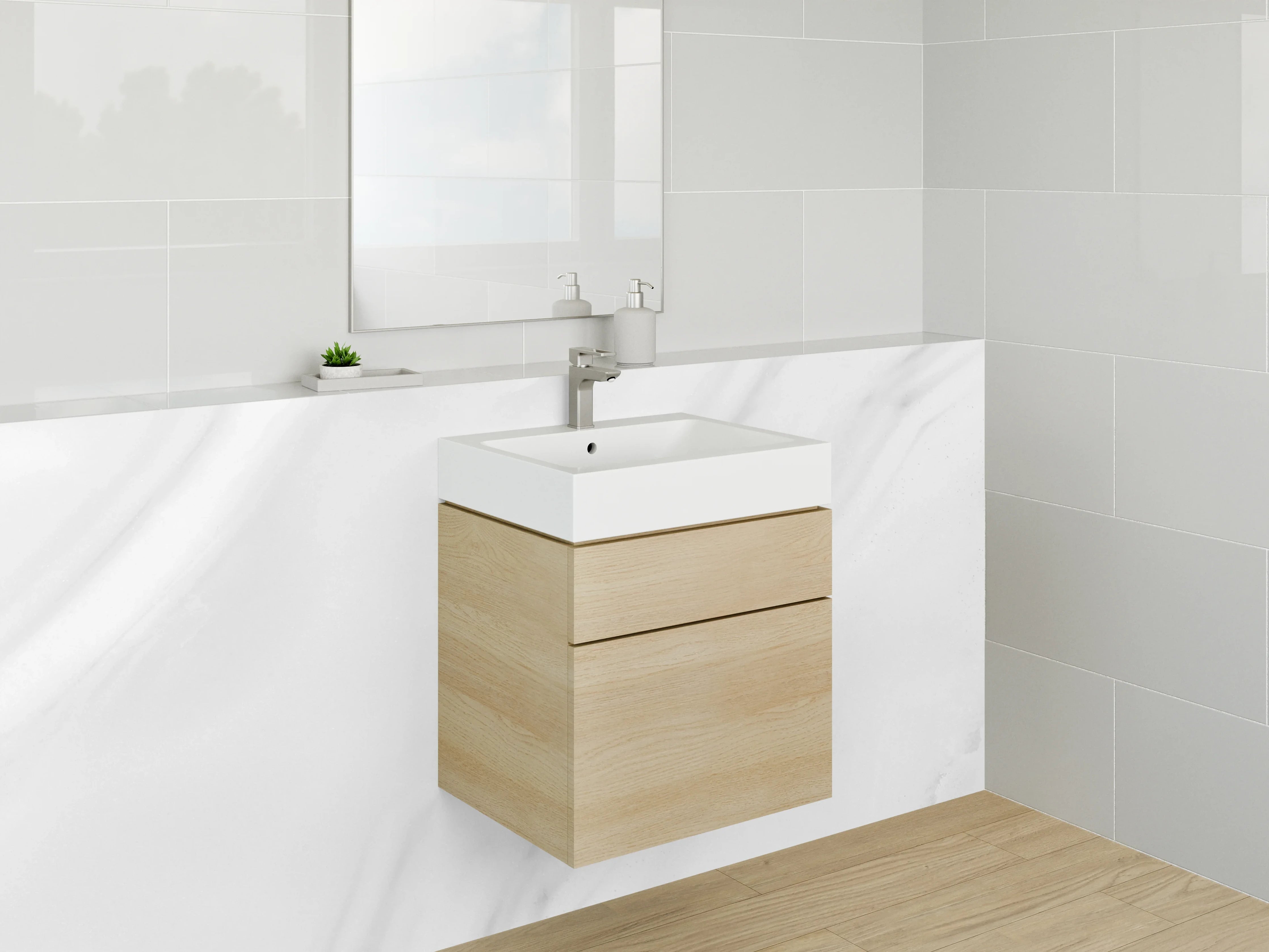 Waschbecken-Rückwand - Elegante weiße Marmoroptik für Dein Bad