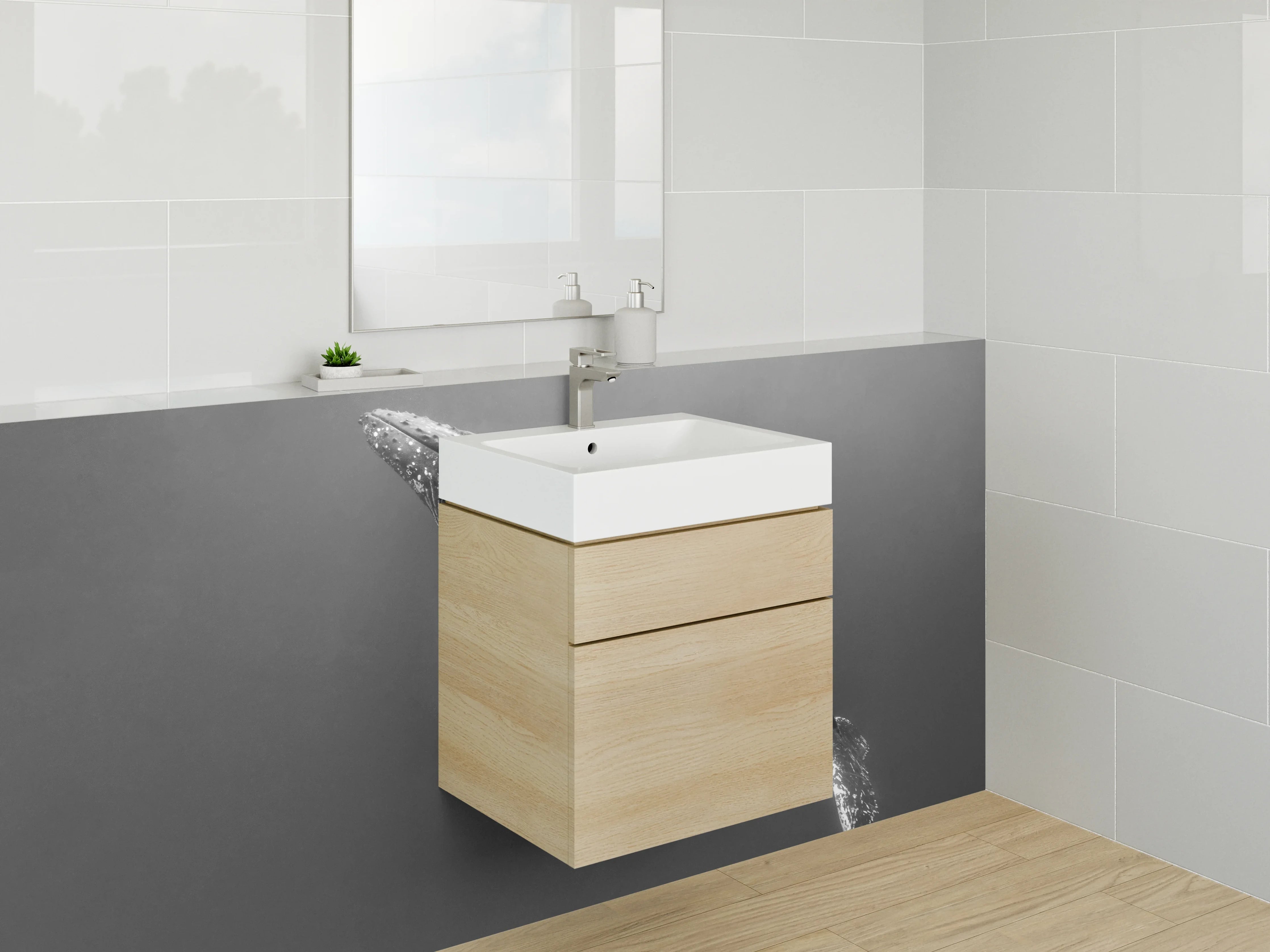 Waschbecken-Rückwand - Eleganter Wal in Schwarz-Weiß