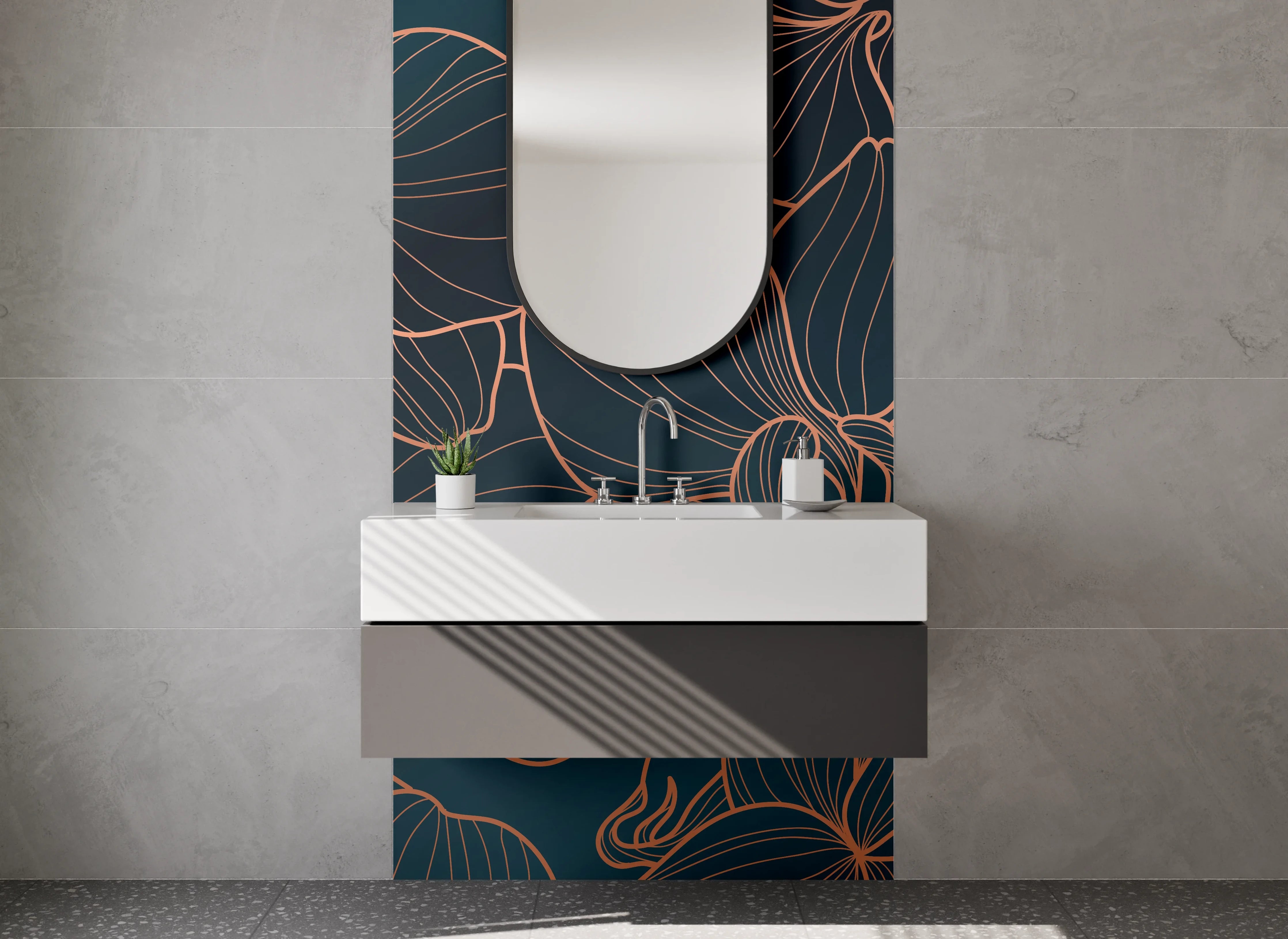 Waschbecken-Rückwand - Elegantes Lineart-Orchideen Design