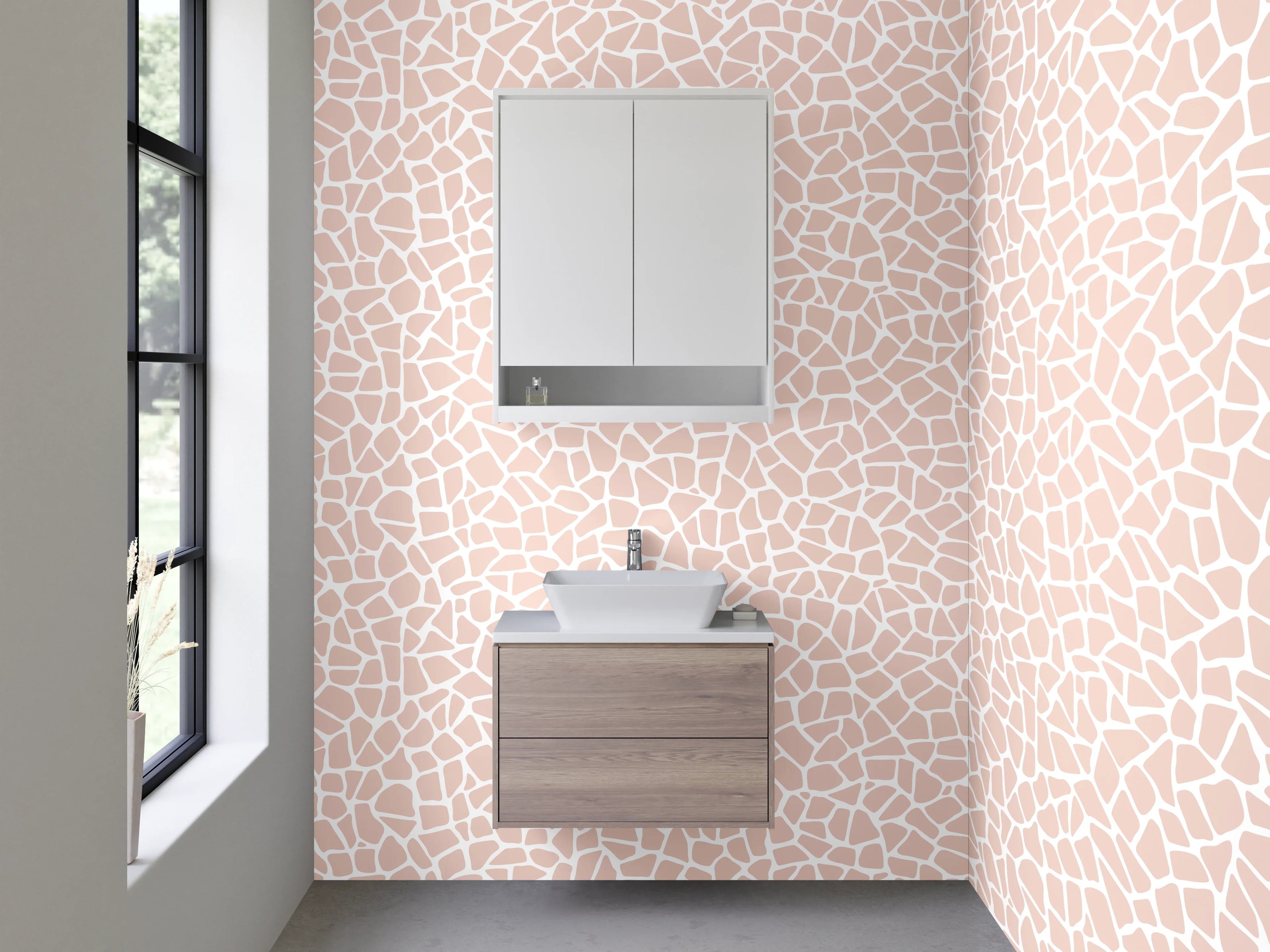 Waschbecken-Rückwand - Elegantes Mosaik Rosa Beige Muster
