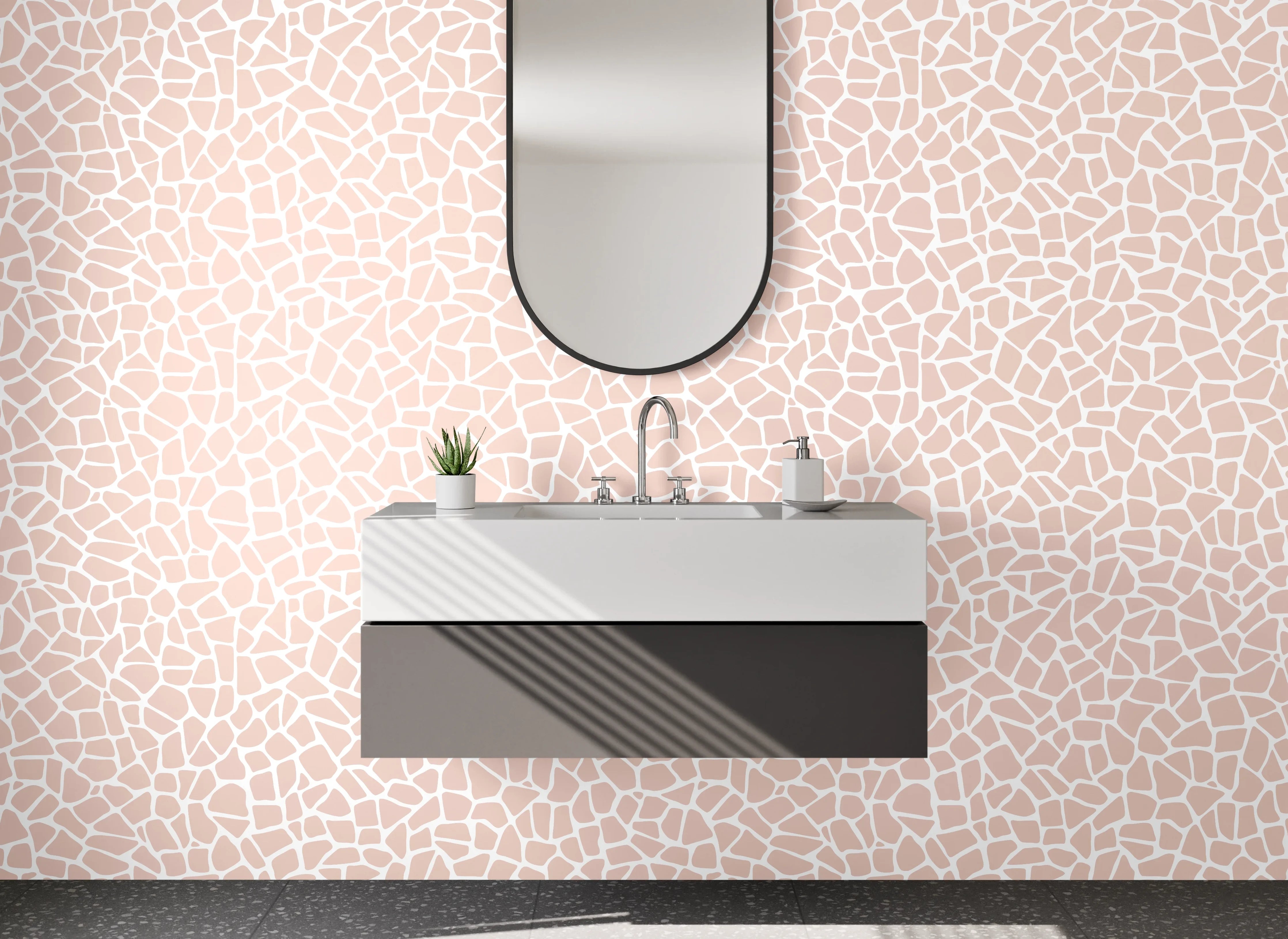 Waschbecken-Rückwand - Elegantes Mosaik Rosa Beige Muster