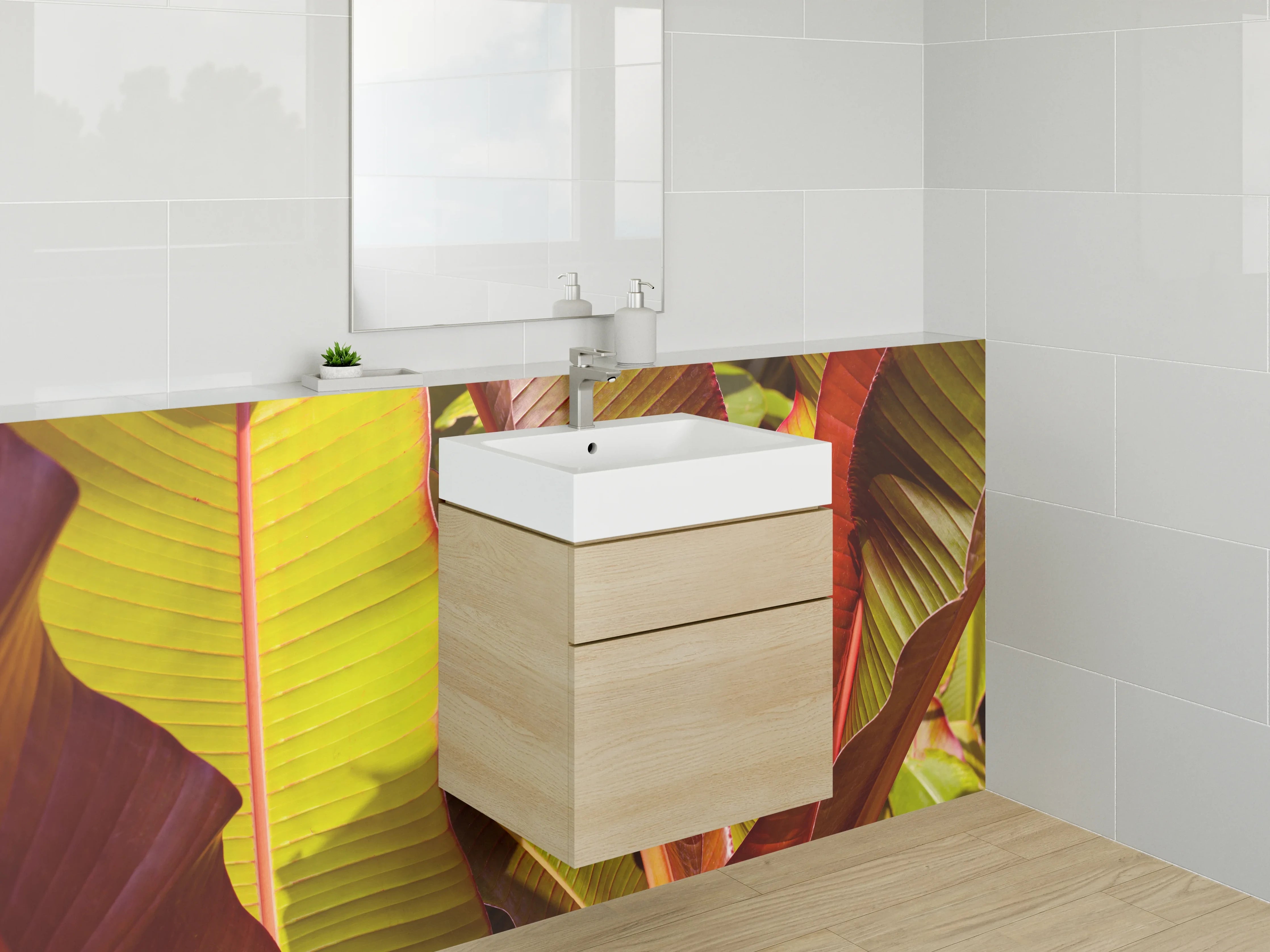 Waschbecken-Rückwand - Exotische Bananenblätter Wanddeko