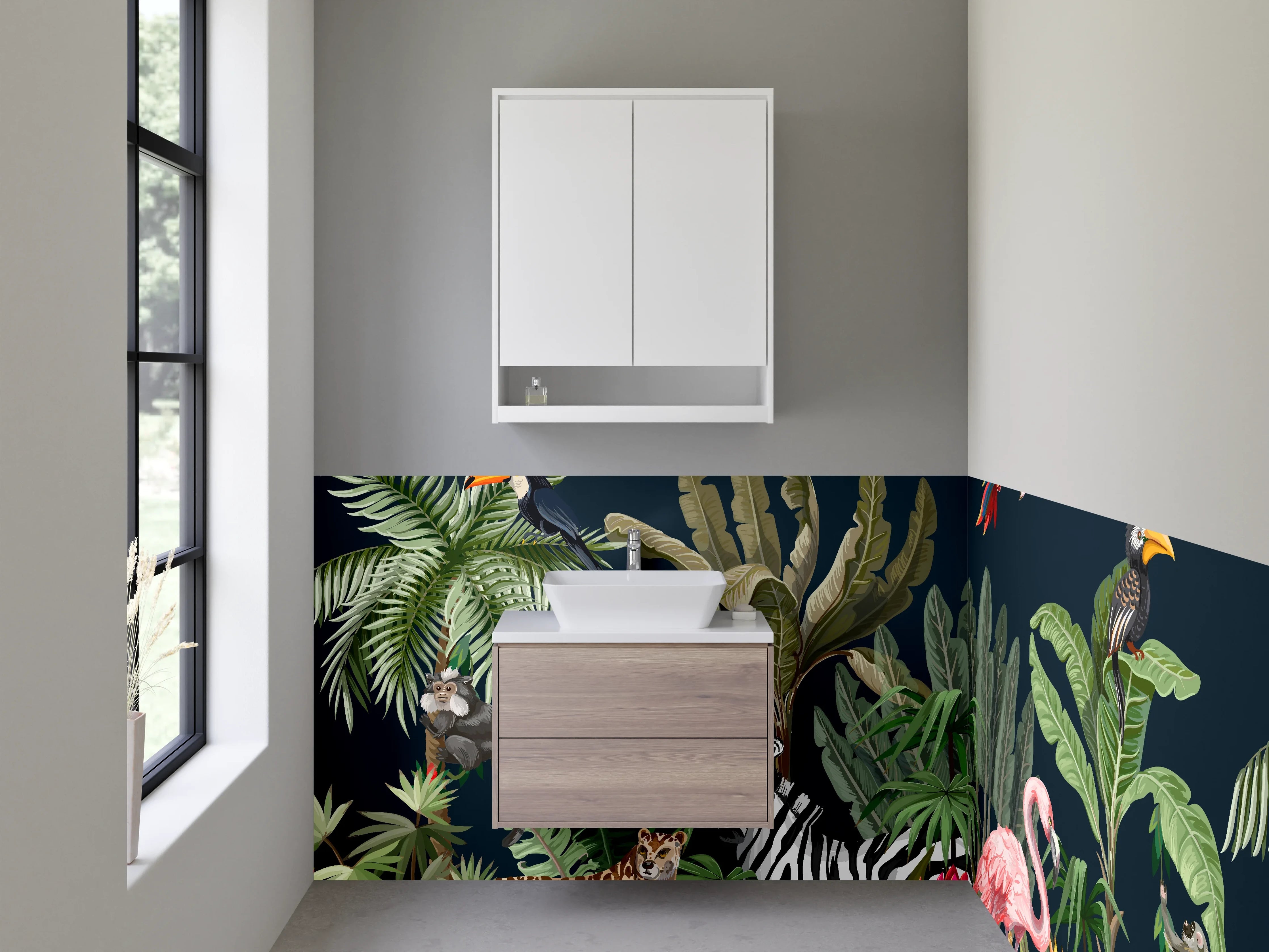 Waschbecken-Rückwand - Exotische Dschungeltiere Wandbild