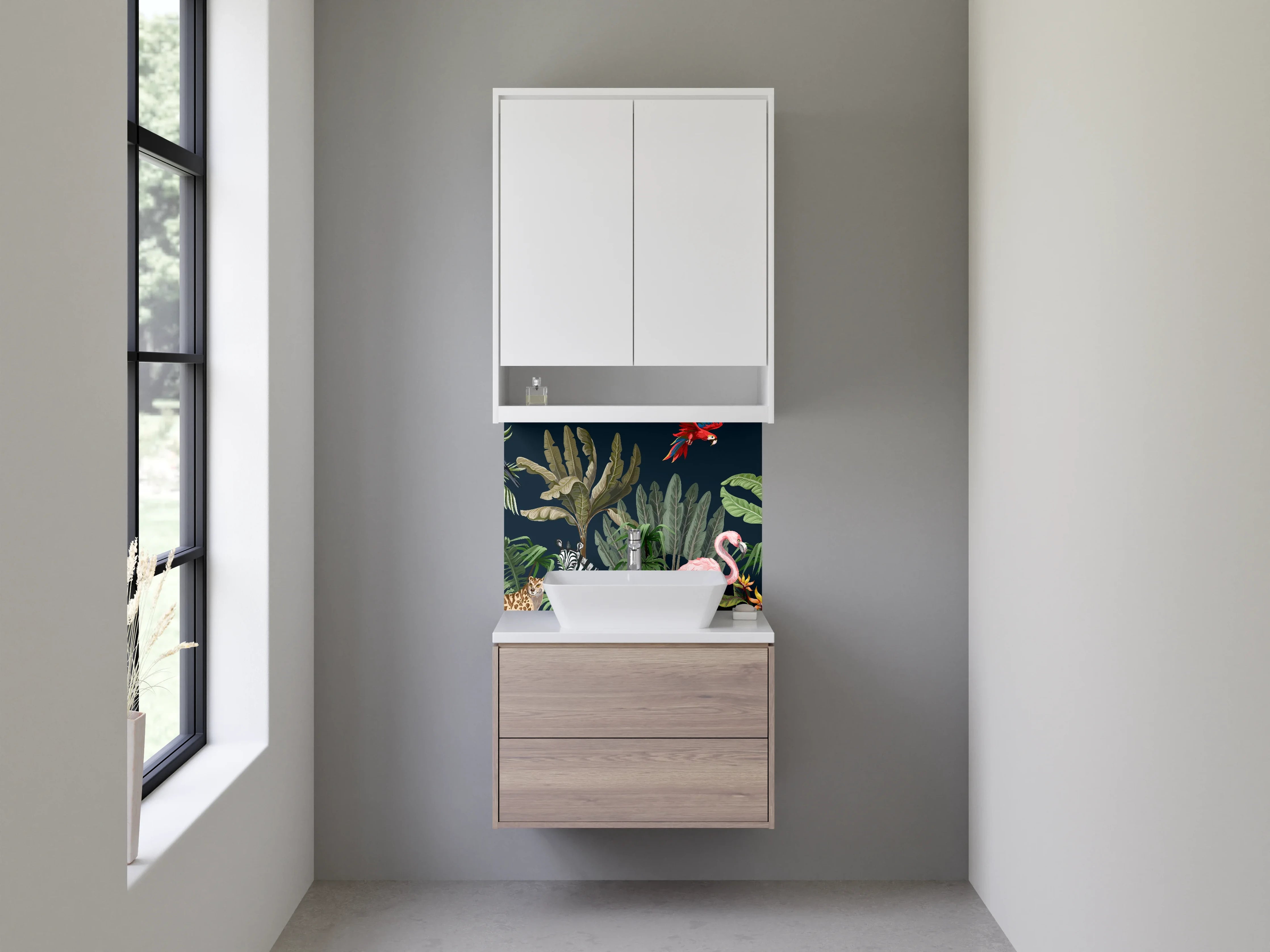 Waschbecken-Rückwand - Exotische Dschungeltiere Wandbild
