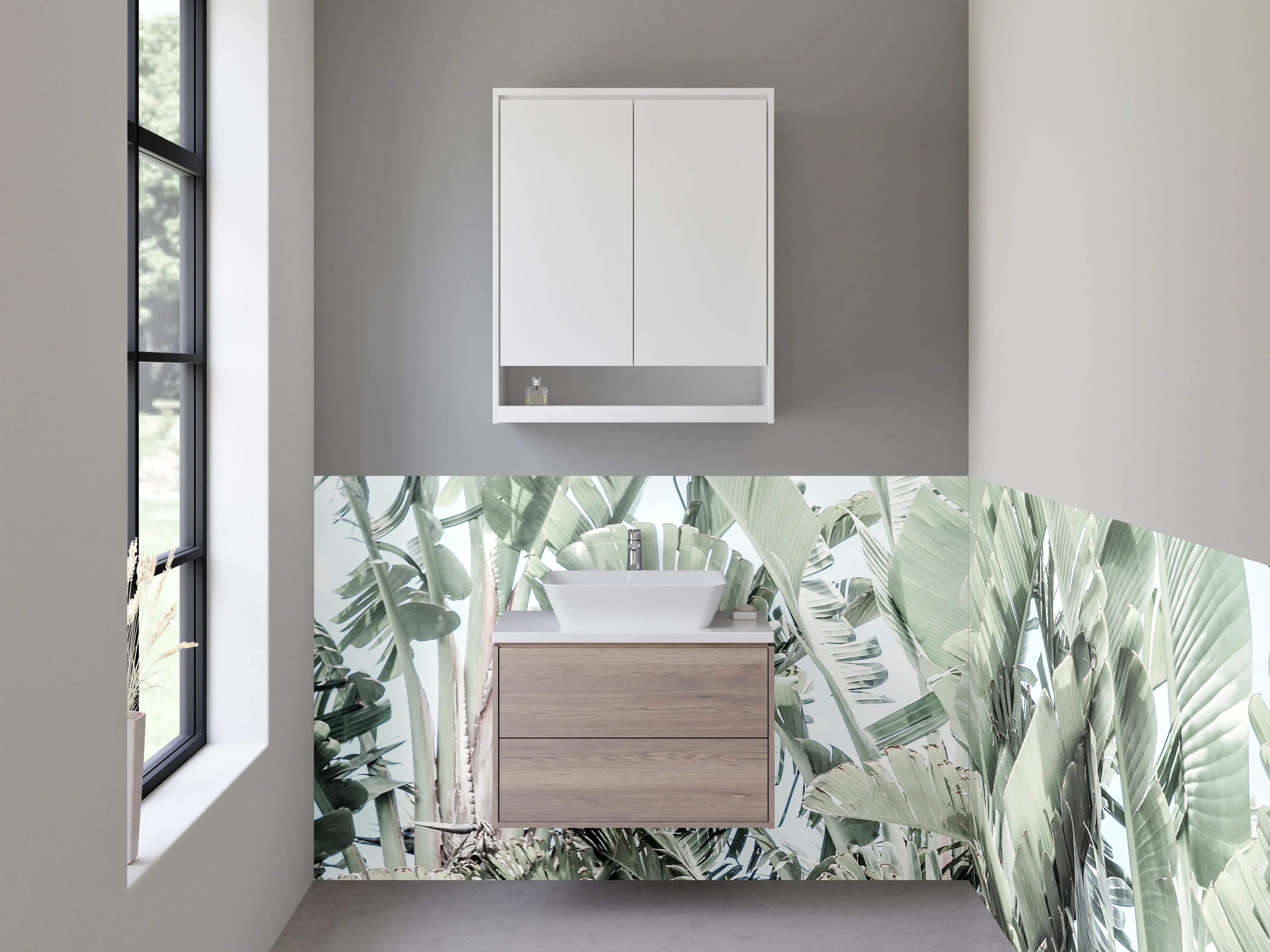 Waschbecken-Rückwand - Exotische Palmblätter Fotoprint