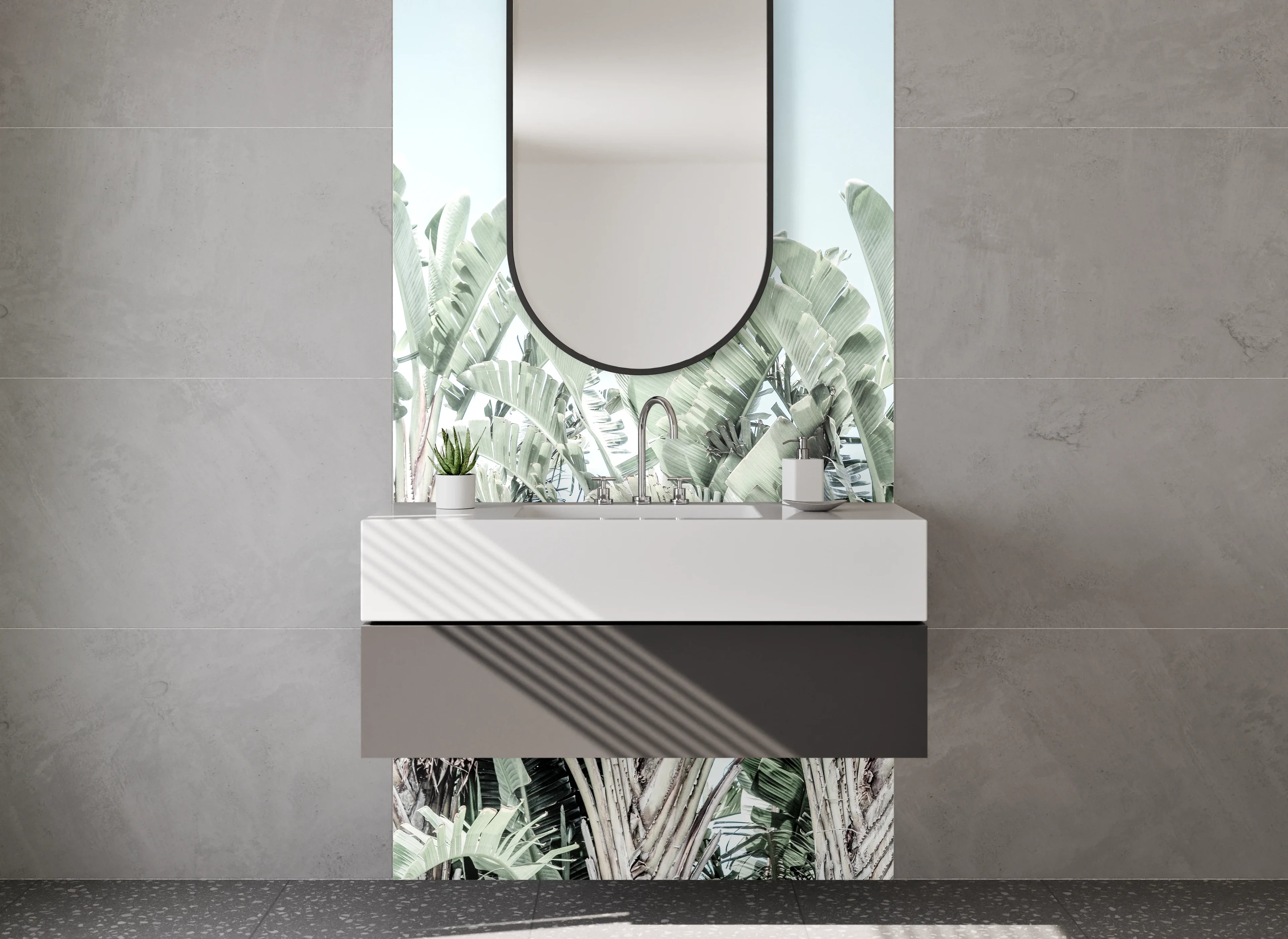 Waschbecken-Rückwand - Exotische Palmblätter Fotoprint