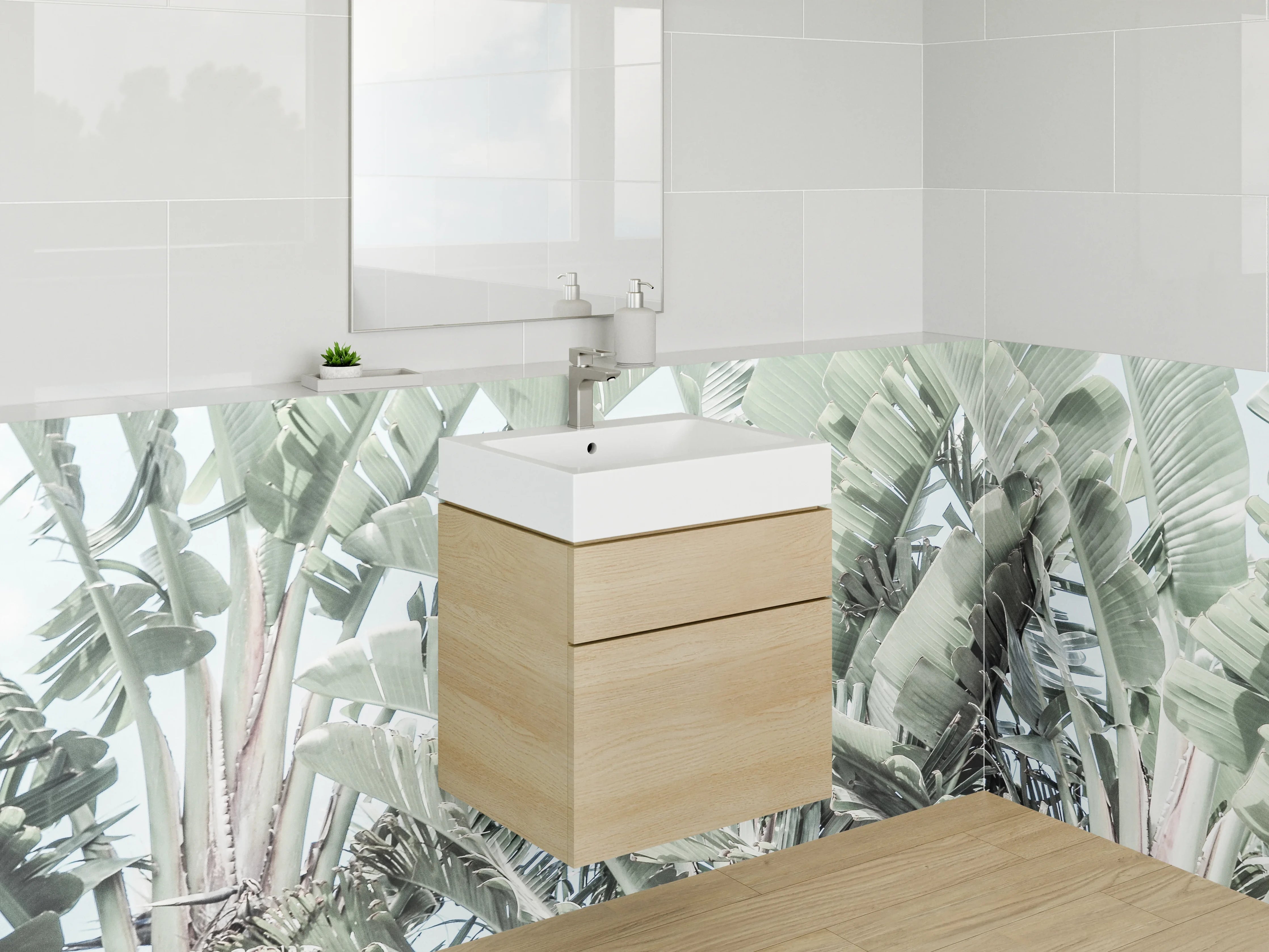 Waschbecken-Rückwand - Exotische Palmblätter Fotoprint