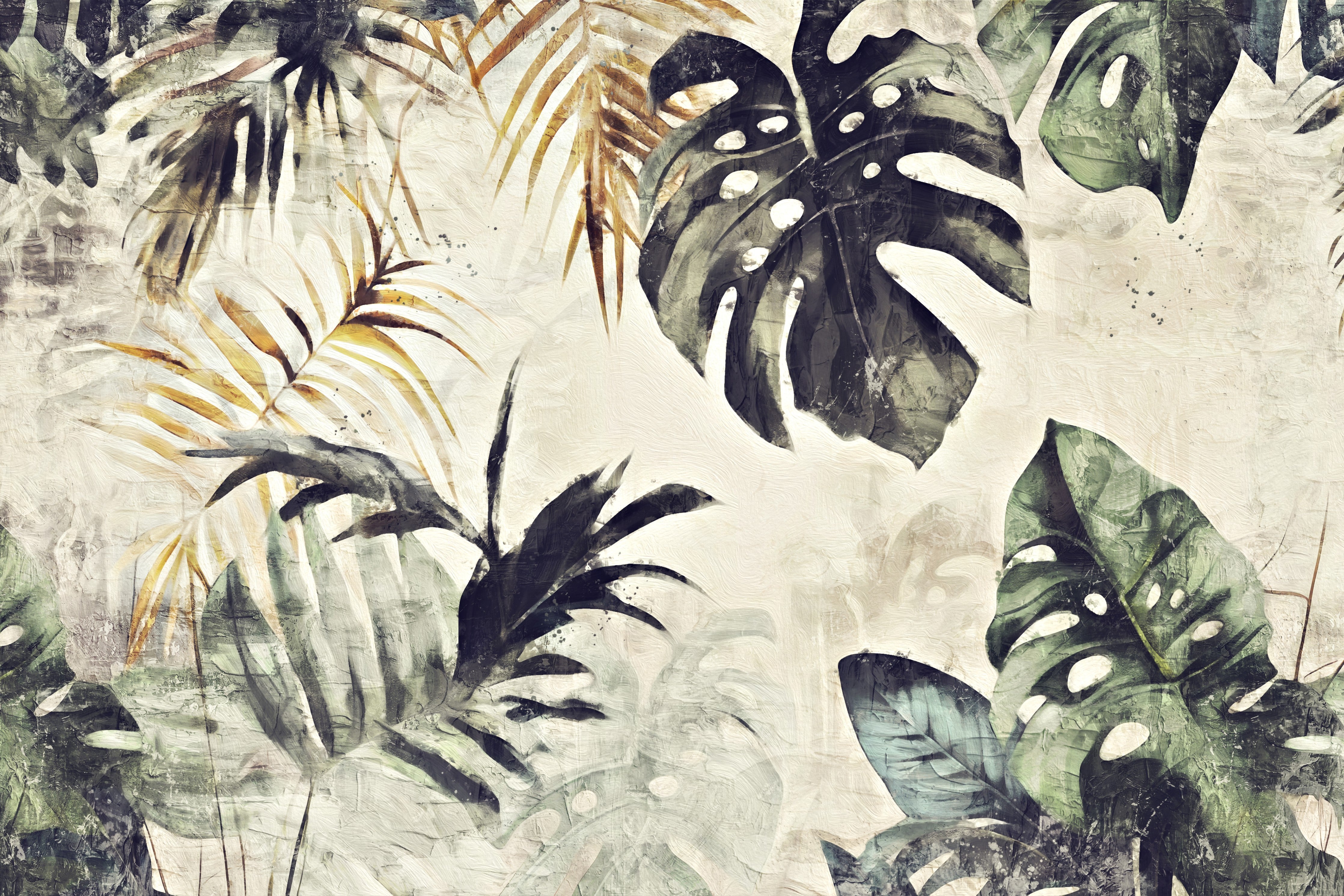 Waschbecken-Rückwand-Exotisches Dschungel-Blätter Aquarell