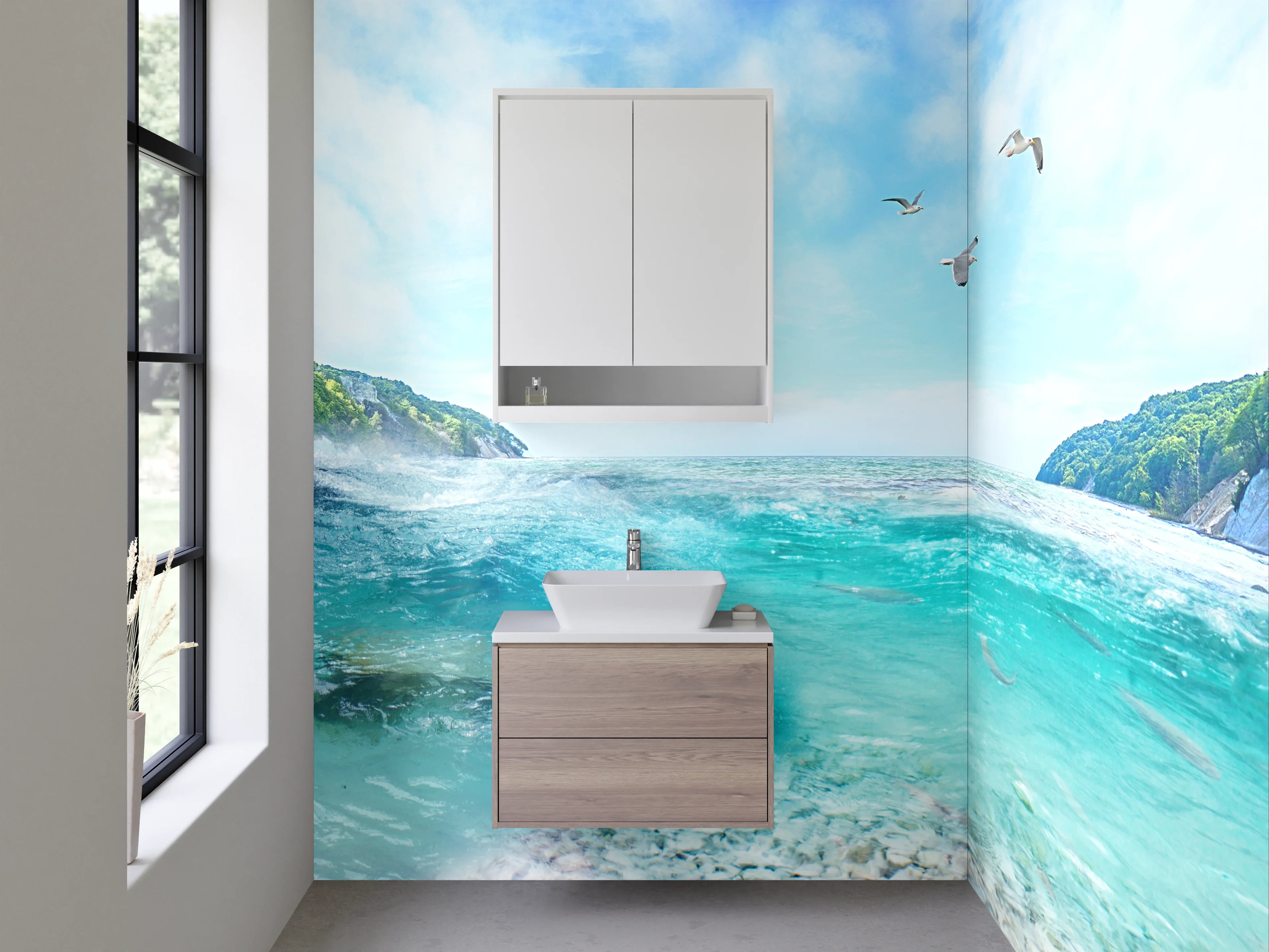 Waschbecken-Rückwand - Faszination Meerblick Panorama Motiv
