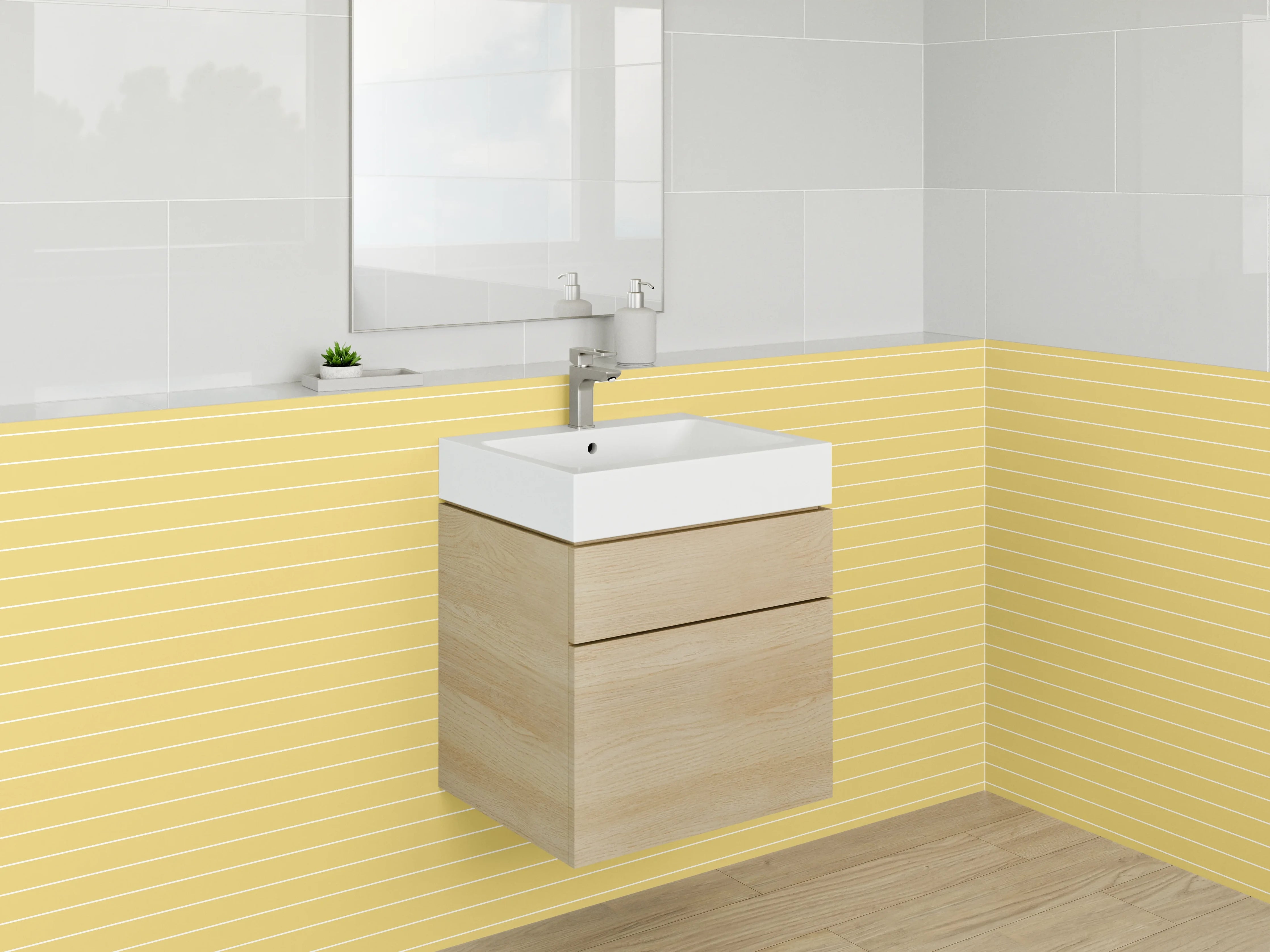 Waschbecken-Rückwand - Feine Linien Beige Muster