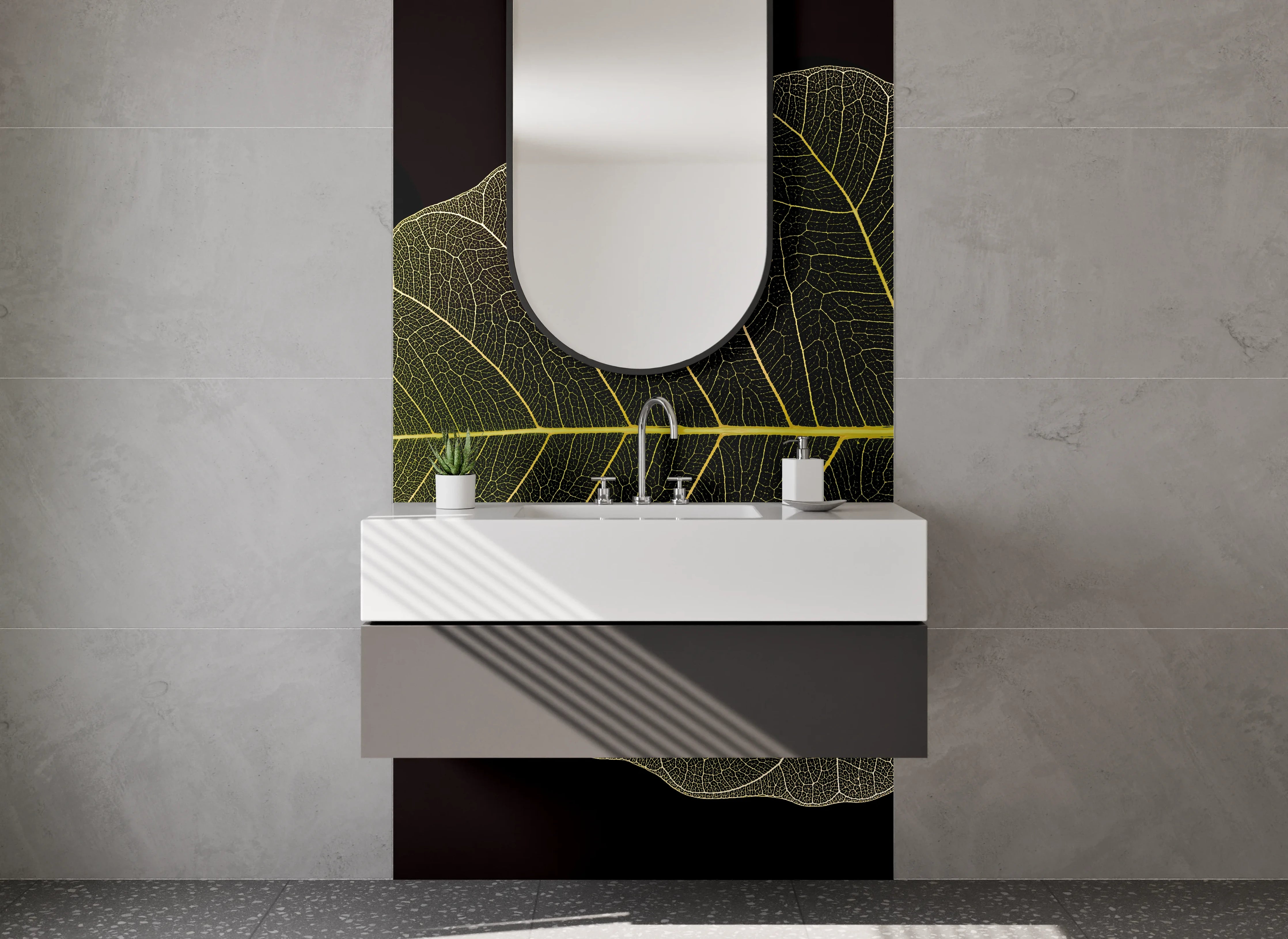 Waschbecken-Rückwand - Feines Blatt Skelett – Naturdetail