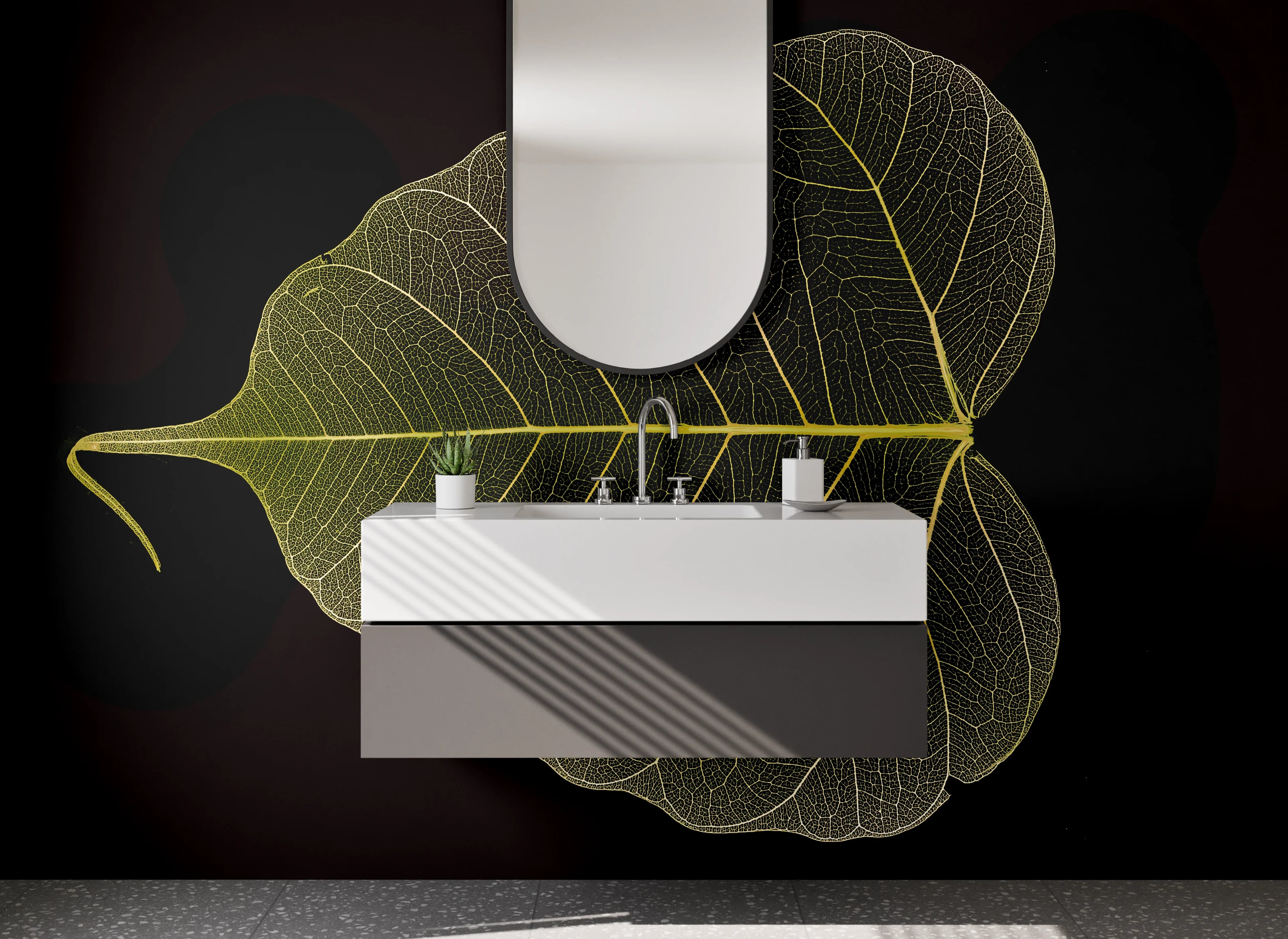 Waschbecken-Rückwand - Feines Blatt Skelett – Naturdetail