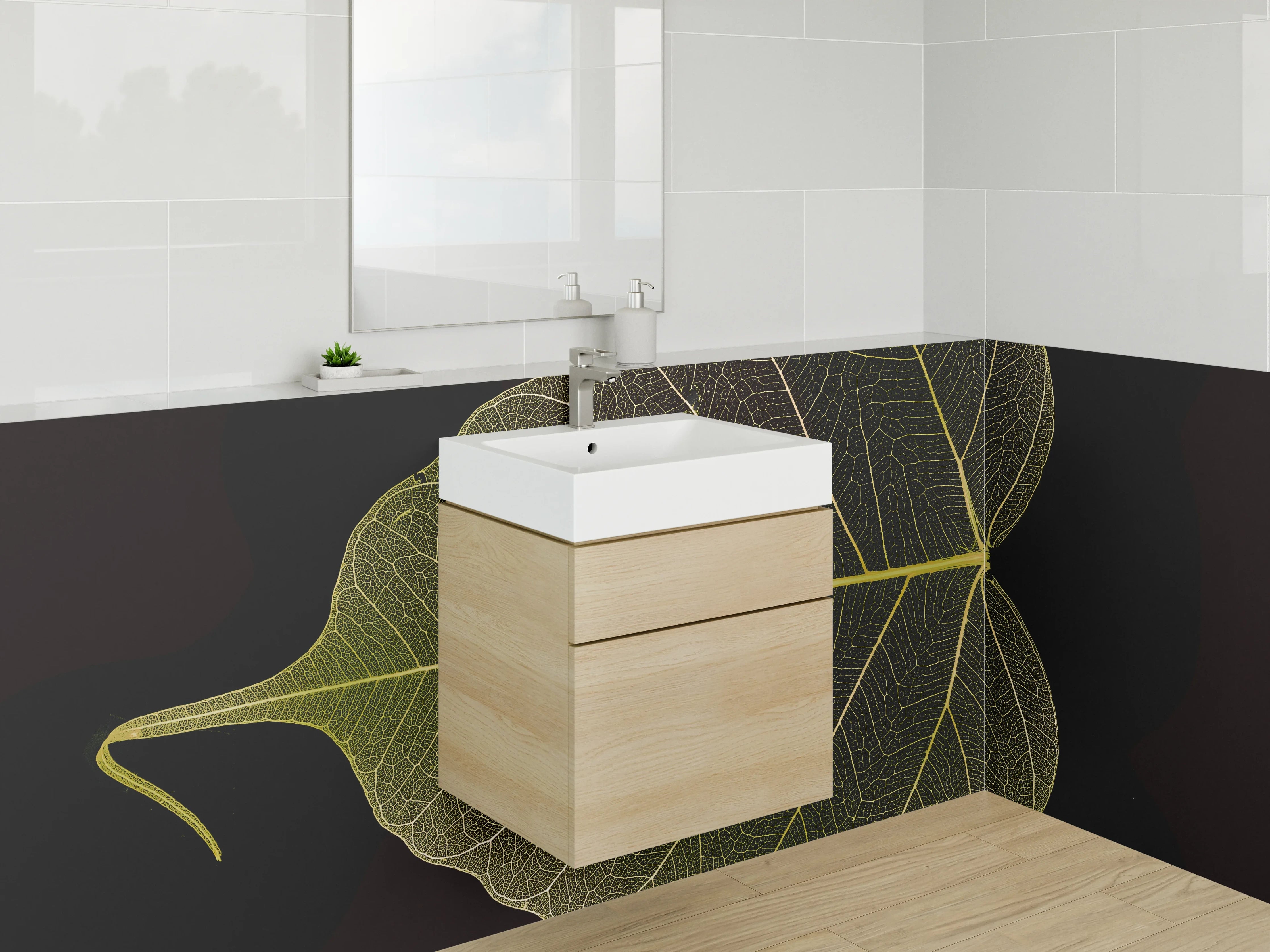 Waschbecken-Rückwand - Feines Blatt Skelett – Naturdetail