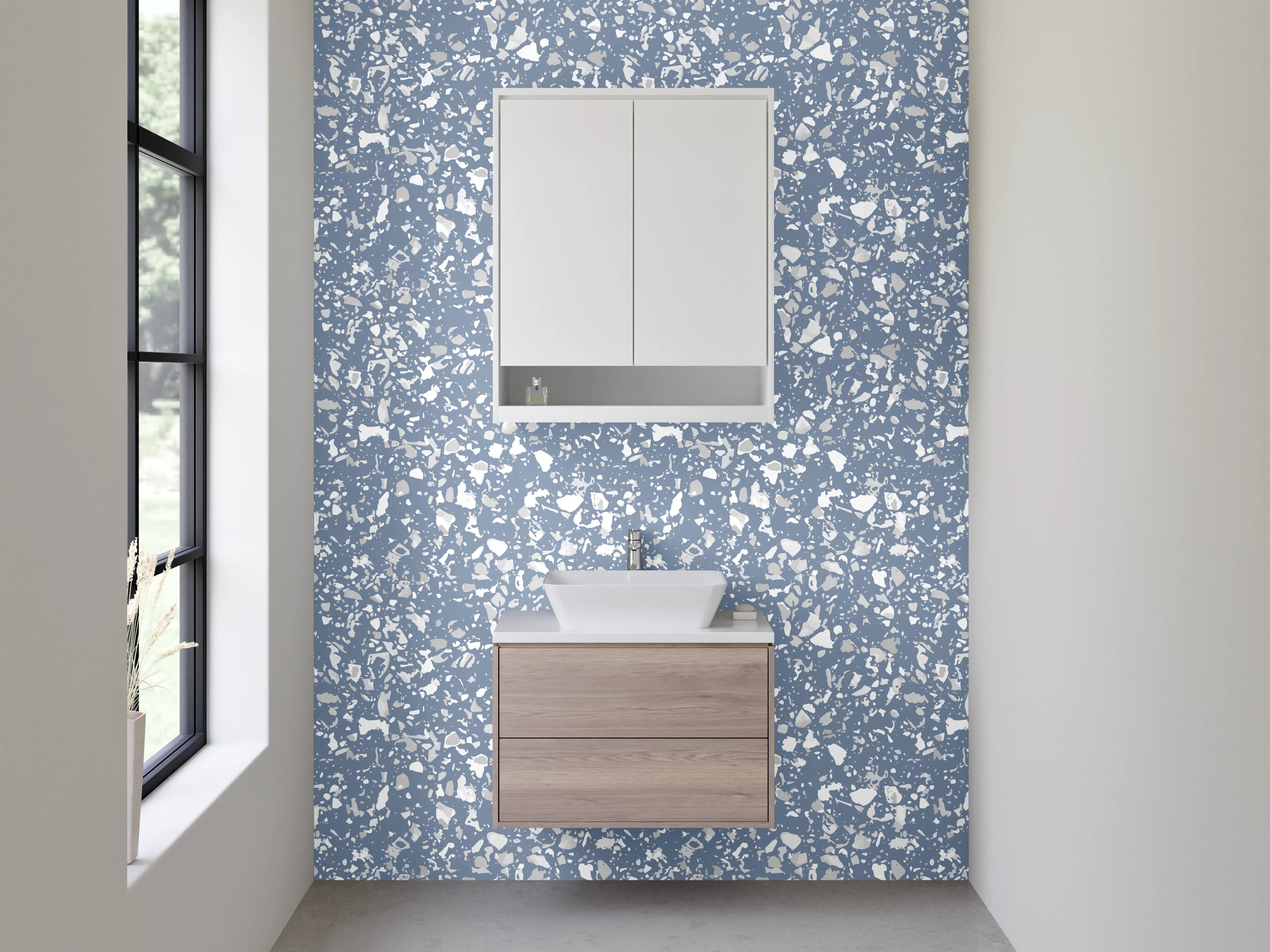 Waschbecken-Rückwand - Feines blau-graues Steinmuster-Design