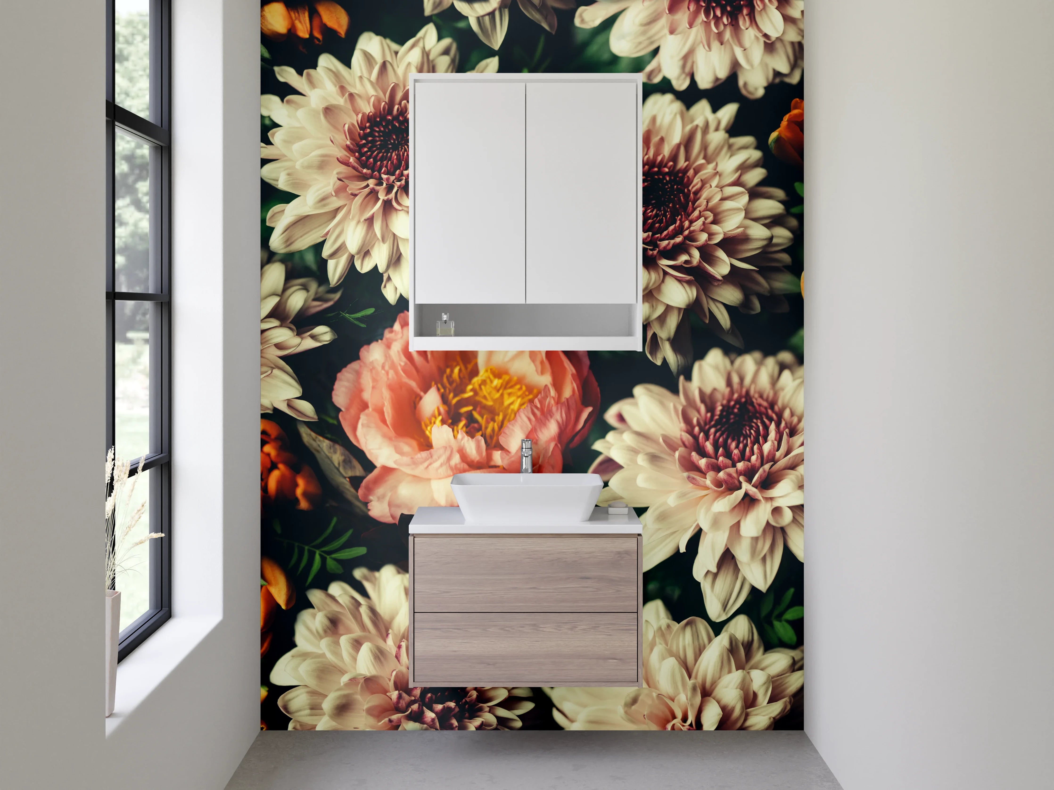 Waschbecken-Rückwand - Florale Harmonie – Blütenpracht Design