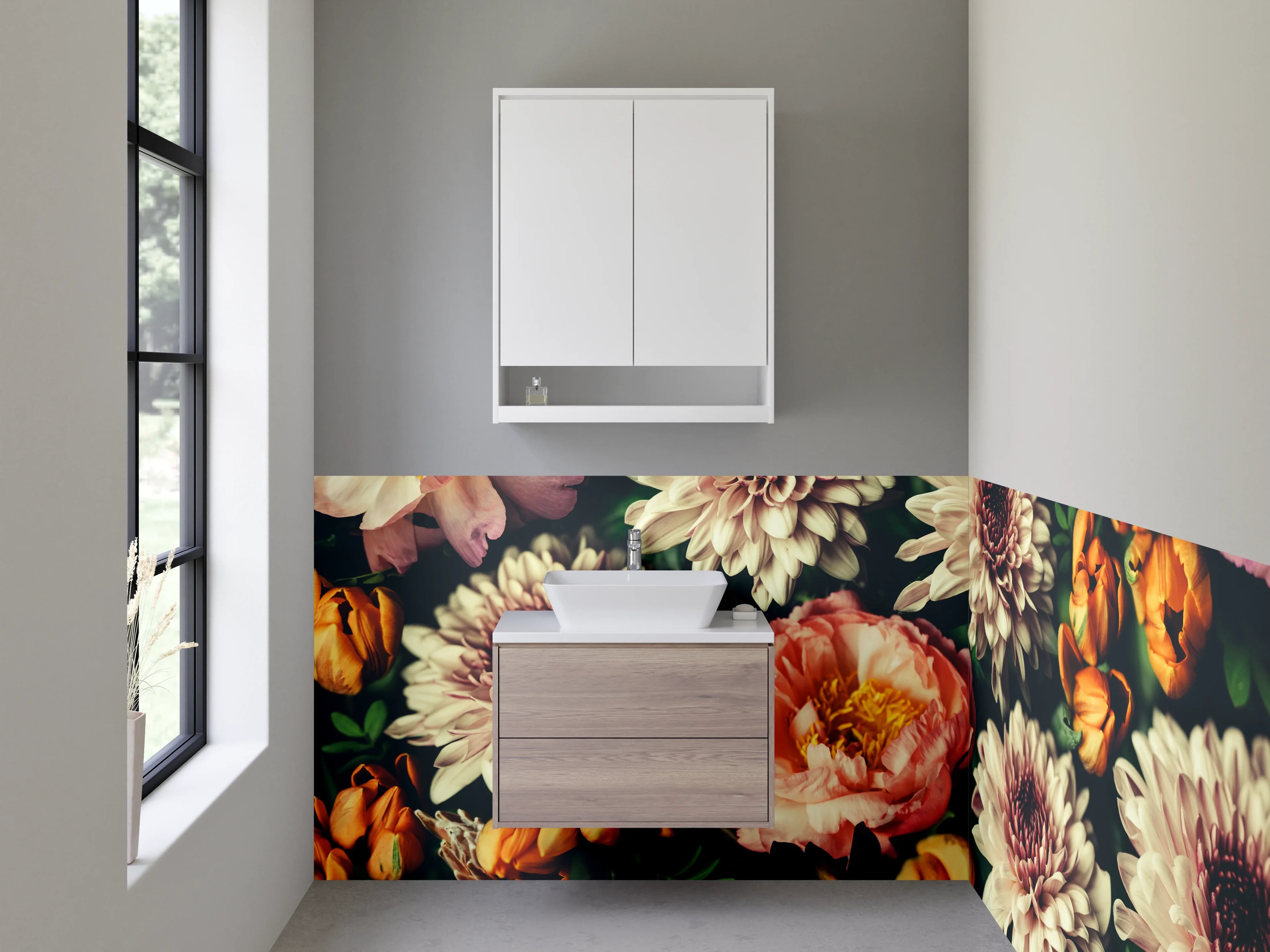 Waschbecken-Rückwand - Florale Harmonie – Blütenpracht Design