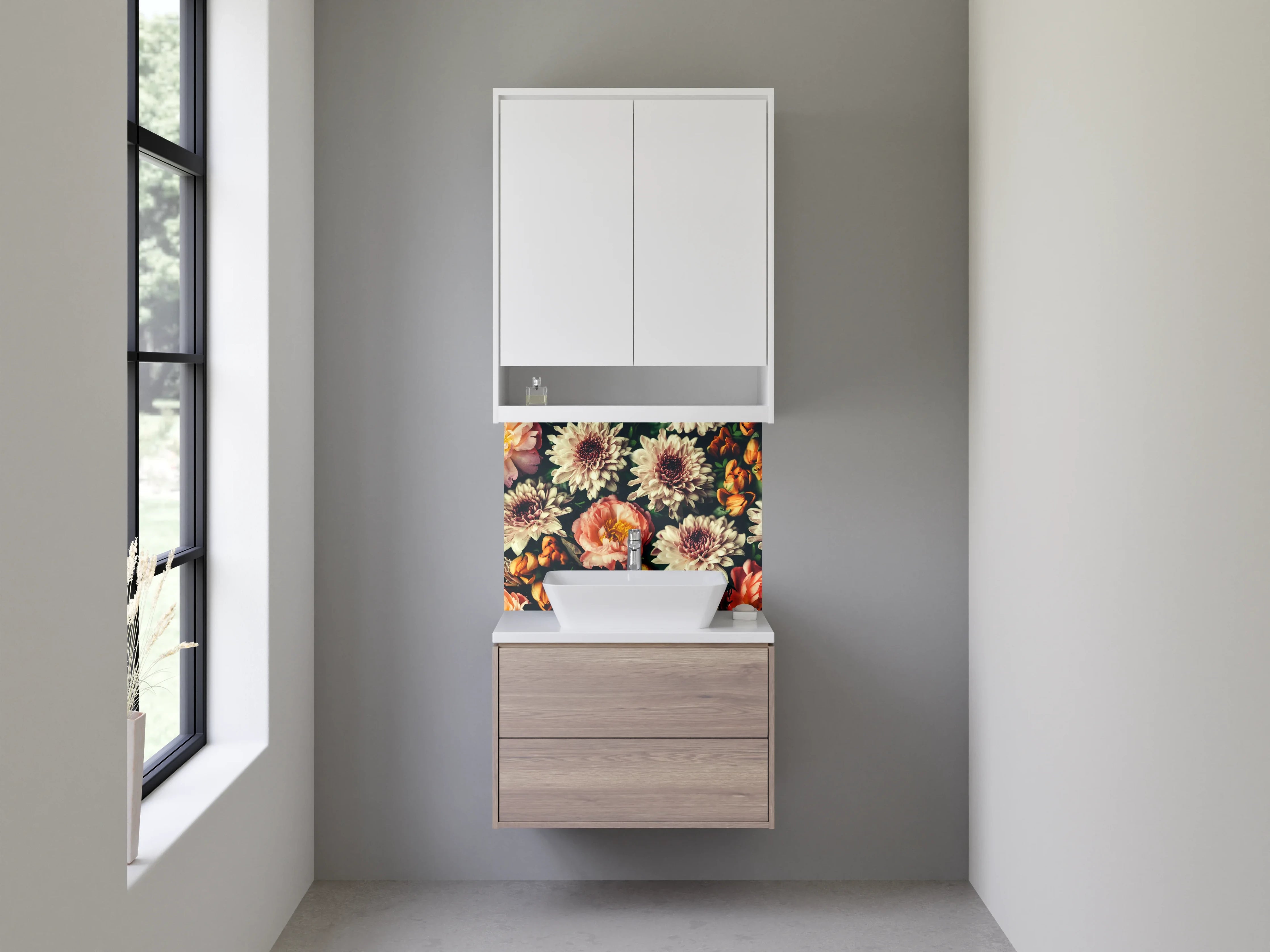Waschbecken-Rückwand - Florale Harmonie – Blütenpracht Design