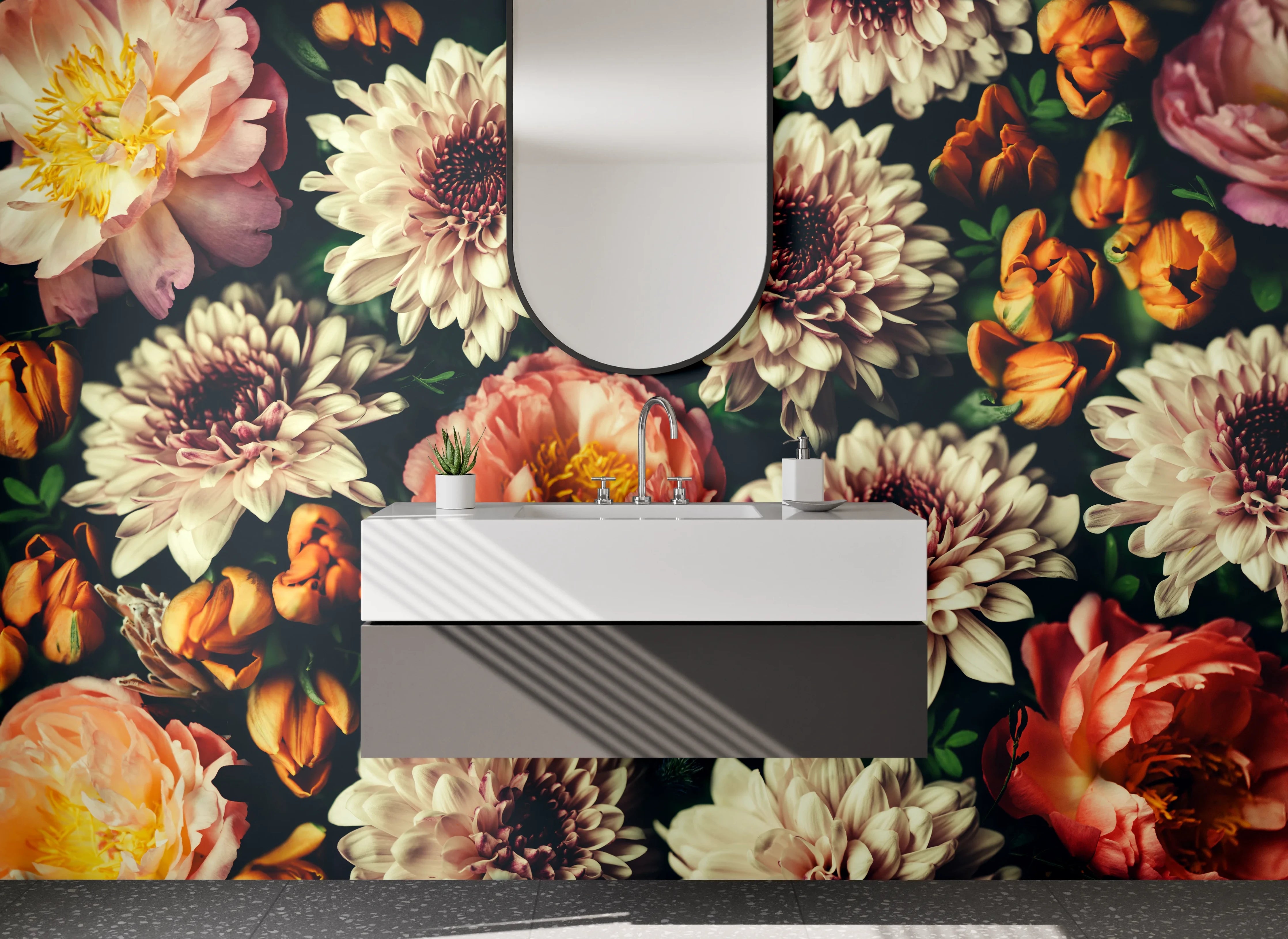 Waschbecken-Rückwand - Florale Harmonie – Blütenpracht Design