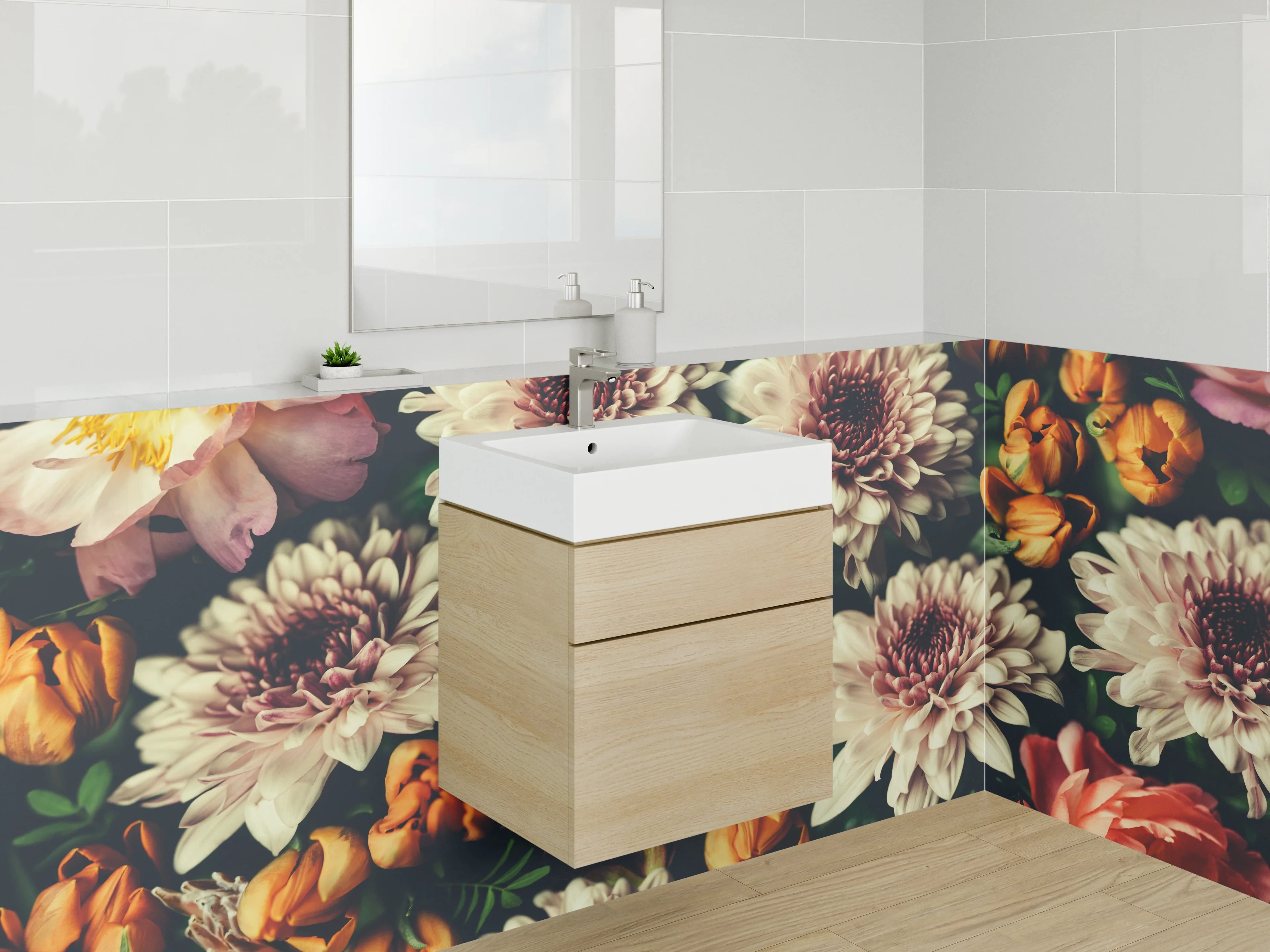 Waschbecken-Rückwand - Florale Harmonie – Blütenpracht Design