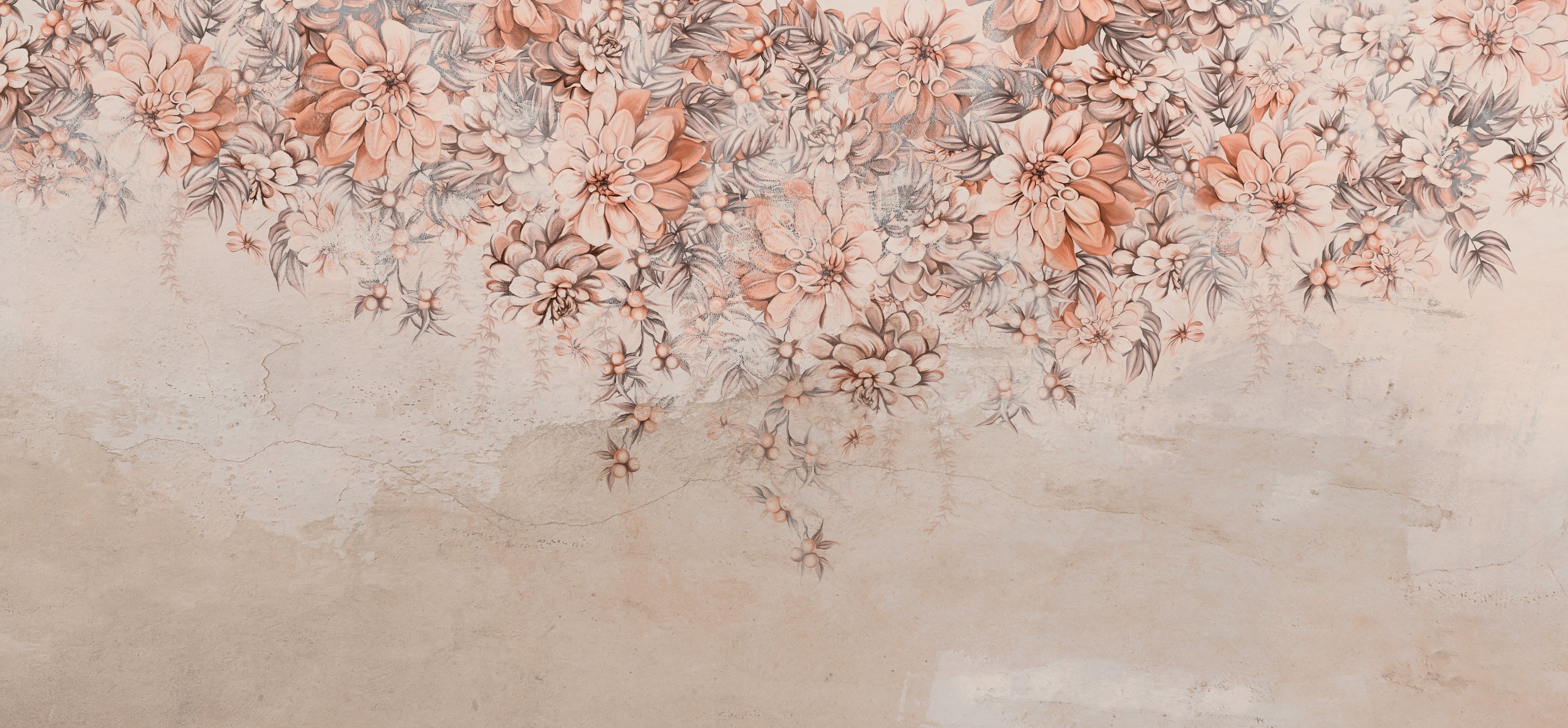 Waschbecken-Rückwand-Florales Aquarell Beige Blüten